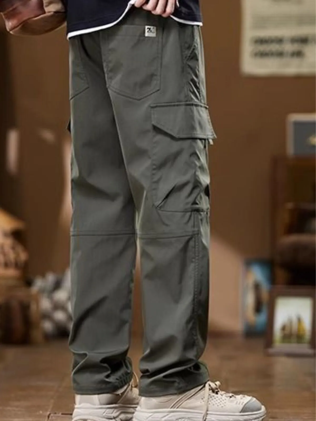 Men's Cargo Pants Work Pockets Multi-functional Relaxed Pants, 2 of 3