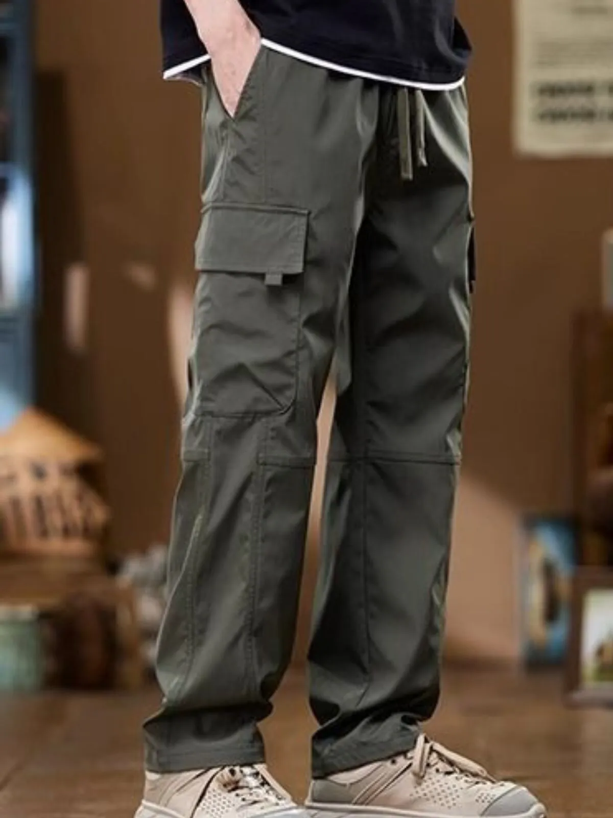 Men's Cargo Pants Work Pockets Multi-functional Relaxed Pants, 3 of 3