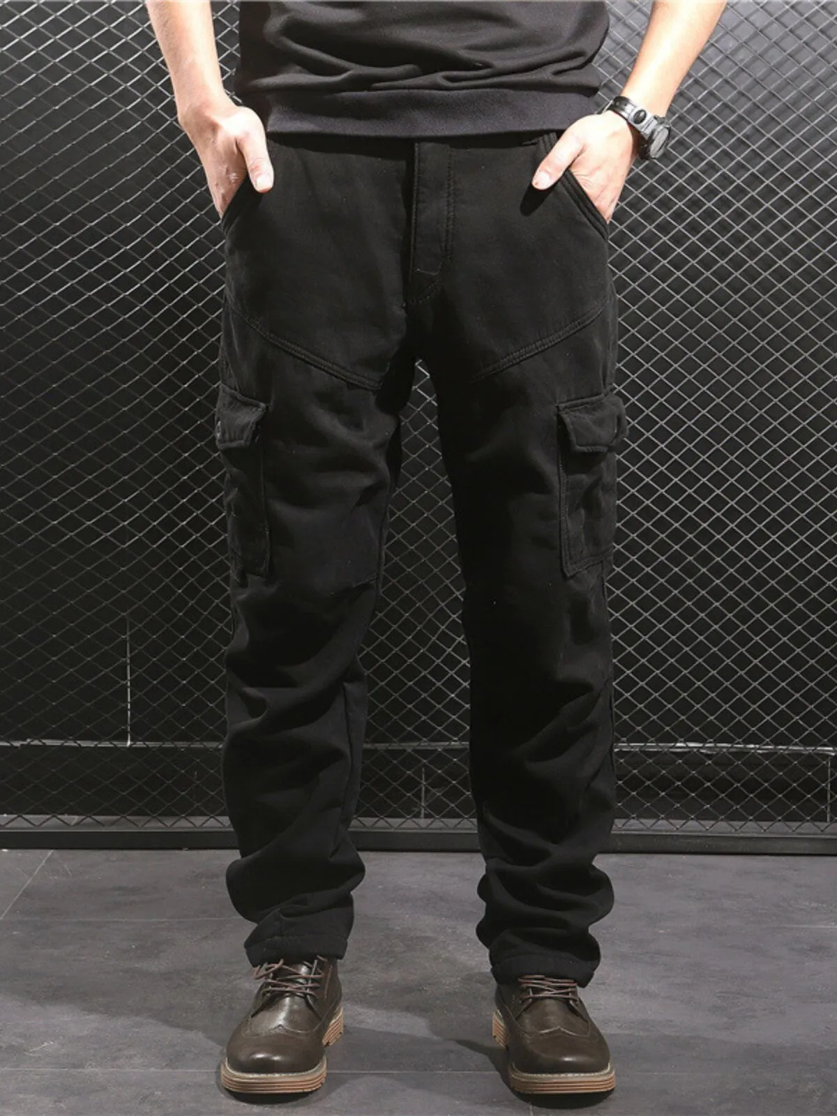 Men's Cargo Pants Casual Multi Pockets Pants Overalls Zipper Fly Trousers, 1 of 6