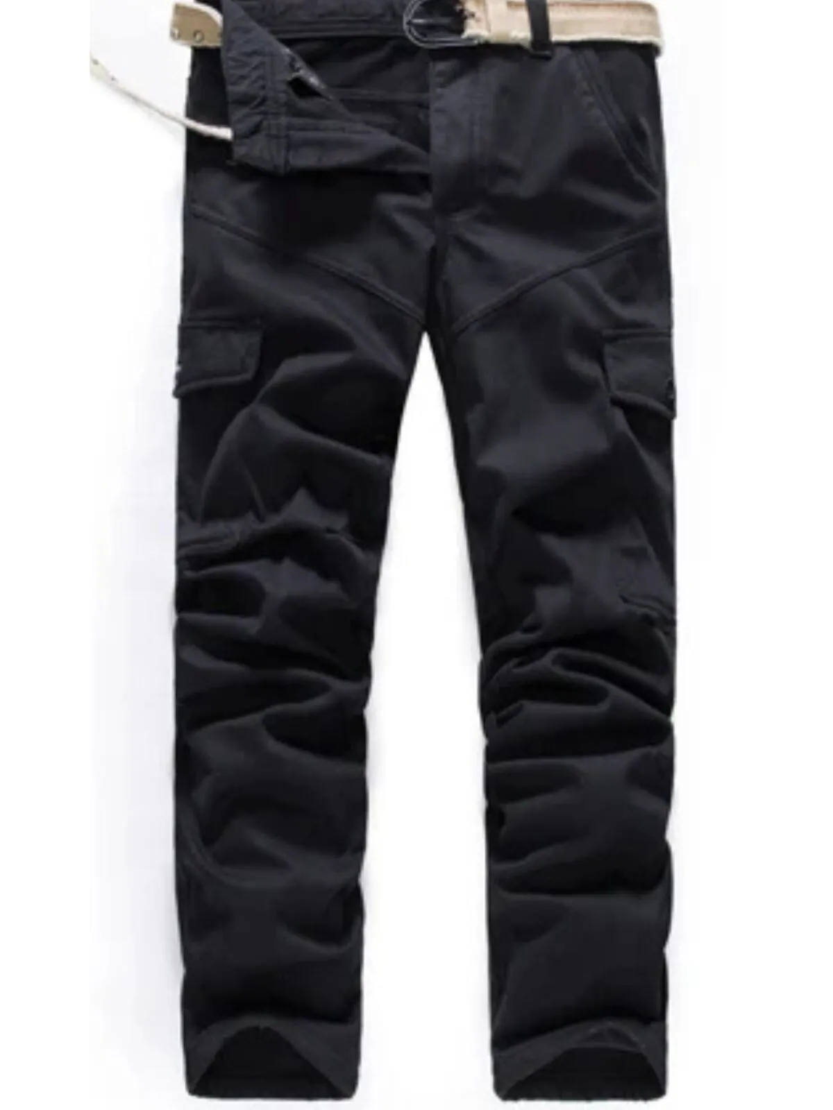Men's Cargo Pants Casual Multi Pockets Pants Overalls Zipper Fly Trousers, 2 of 6