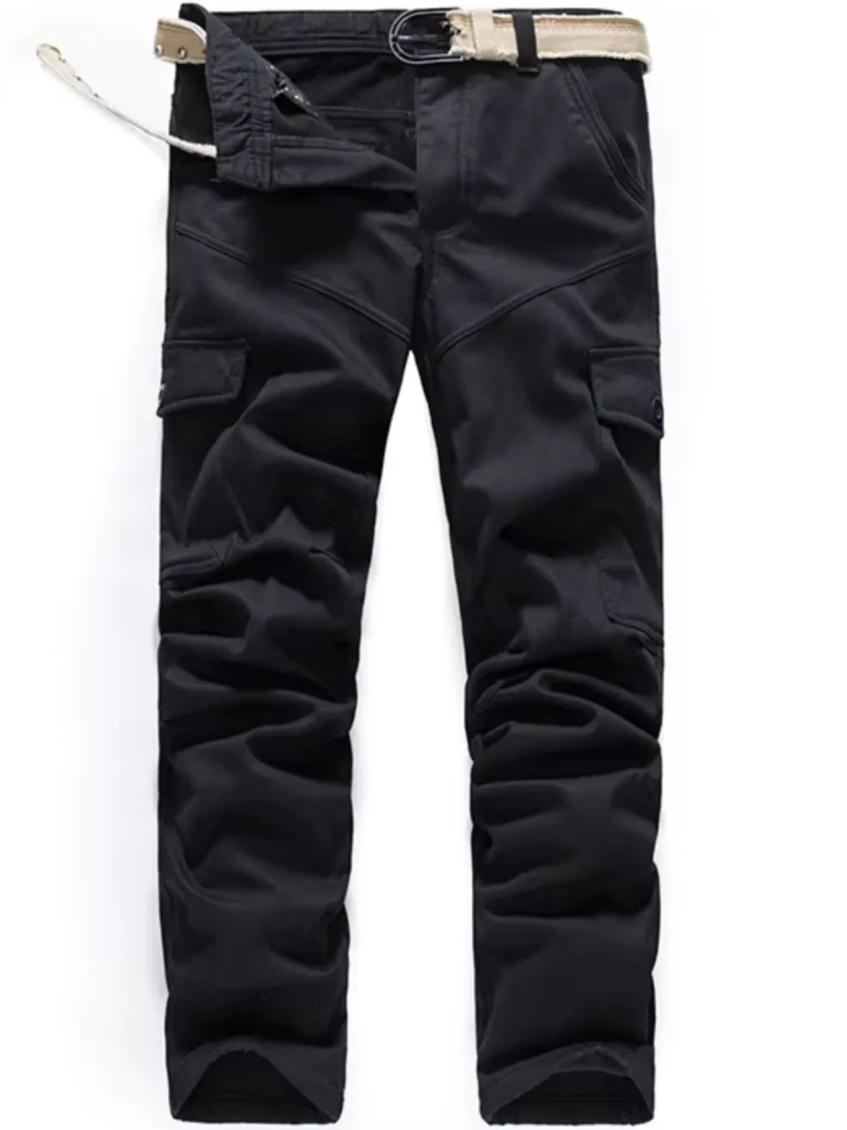 Men's Cargo Pants Casual Multi Pockets Pants Overalls Zipper Fly Trousers, 4 of 6