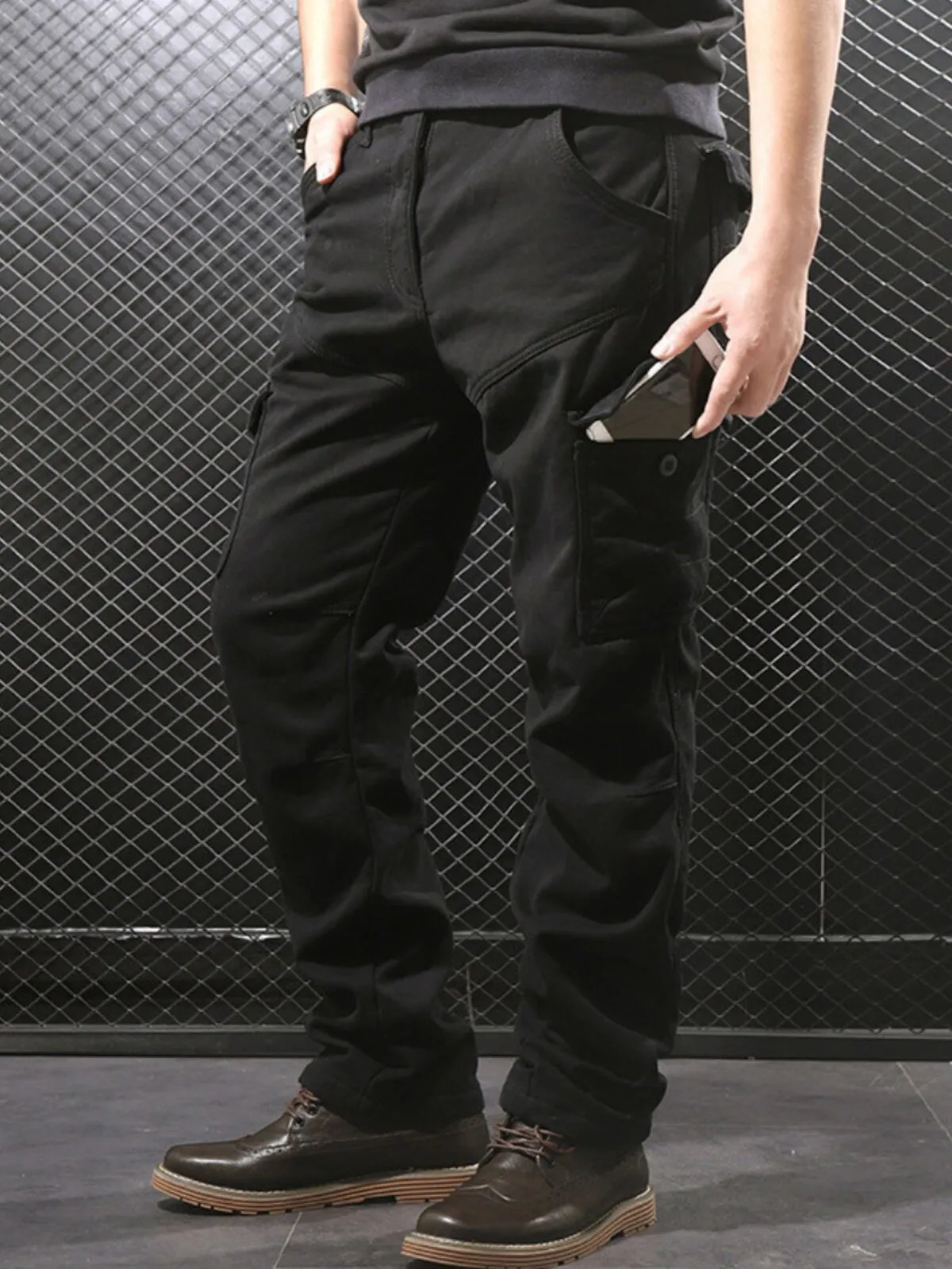 Men's Cargo Pants Casual Multi Pockets Pants Overalls Zipper Fly Trousers, 6 of 6