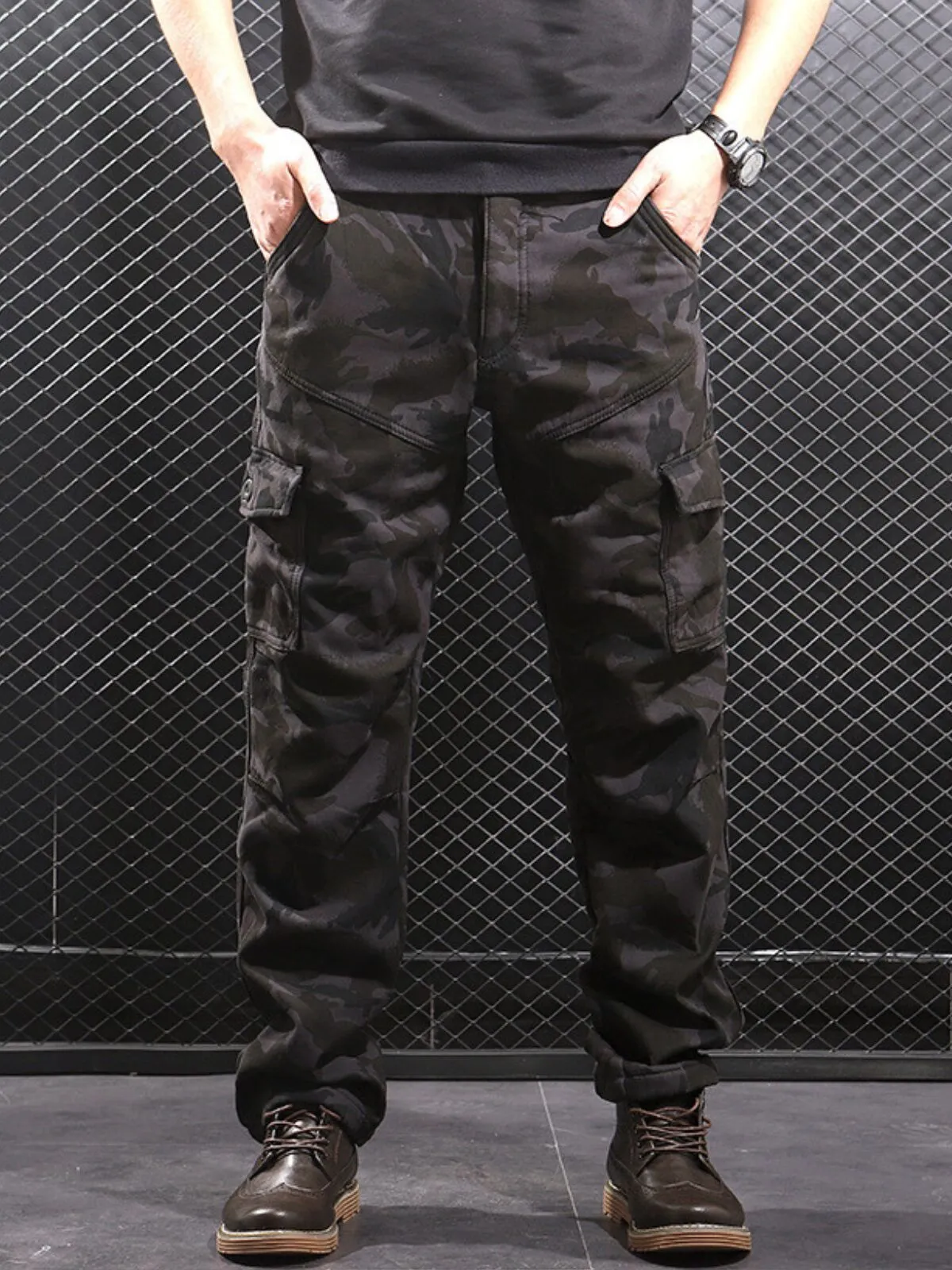 Men's Cargo Pants Multi-Pocket Combat Camouflage Loose Fit Casual Workwear Hiking Pants, 1 of 4