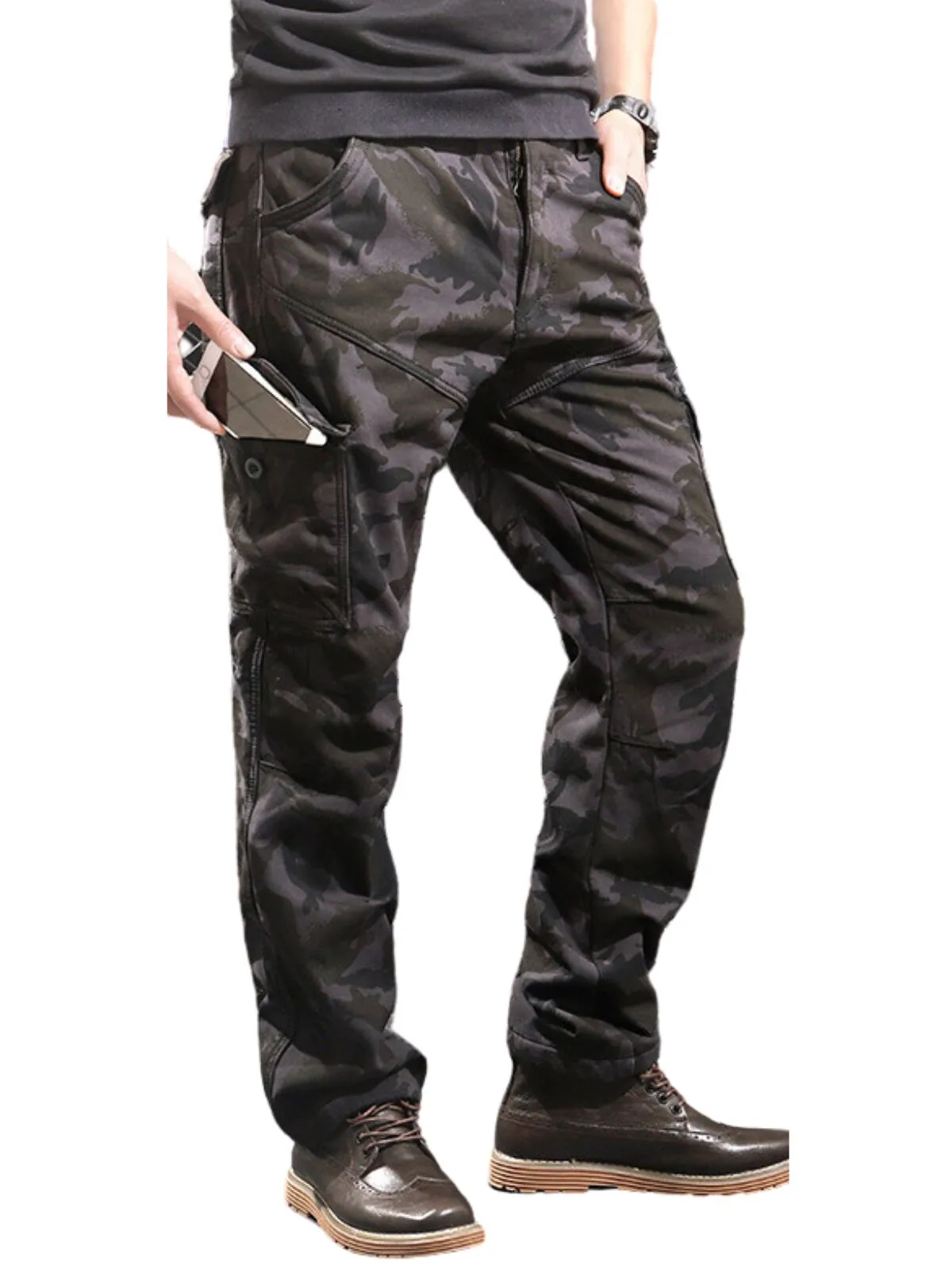 Men's Cargo Pants Multi-Pocket Combat Camouflage Loose Fit Casual Workwear Hiking Pants, 2 of 4