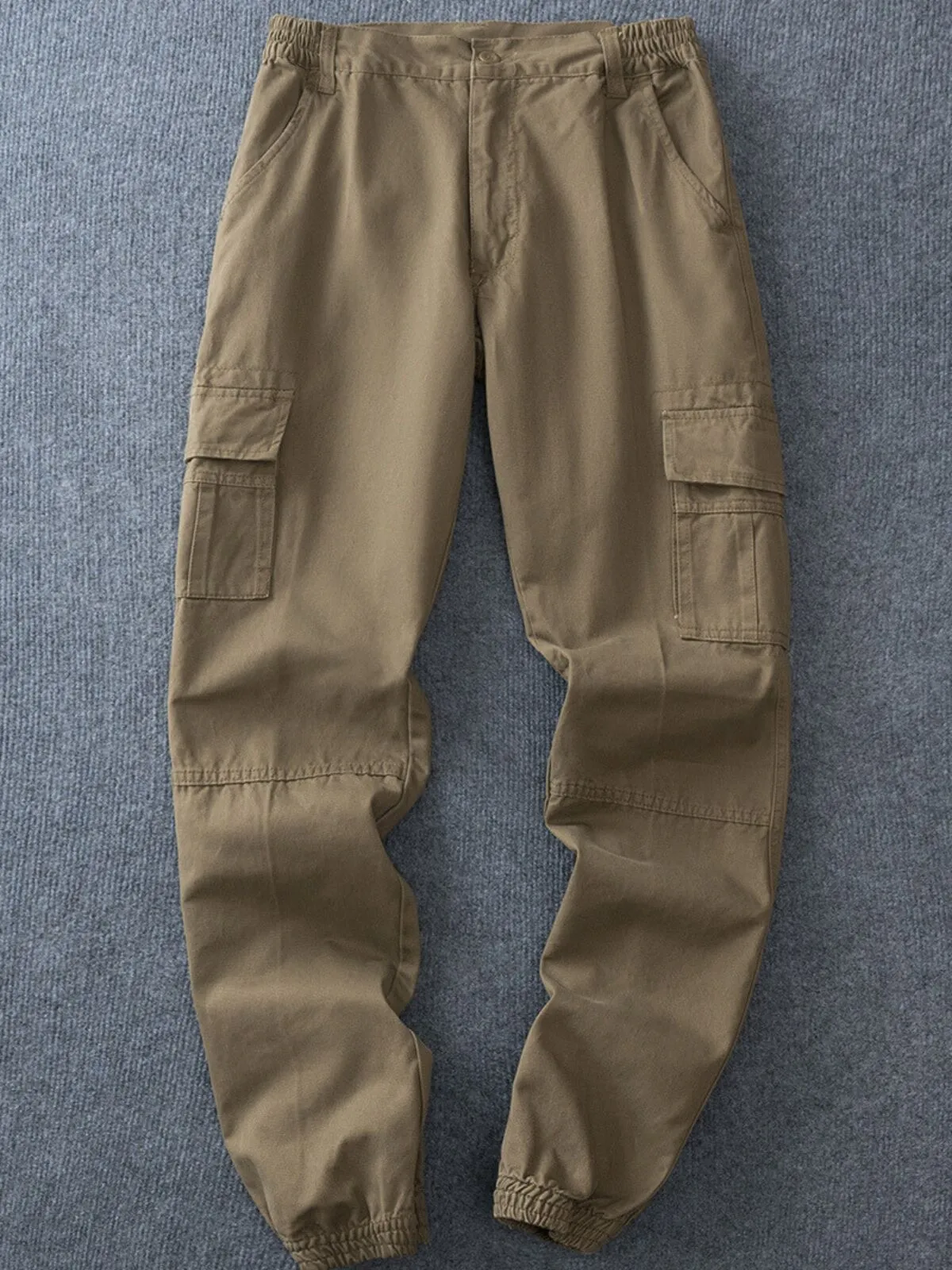 Men's Cargo Pants Classic Cotton Elastic Waist Hip Hop Casual Hiking Sports Bunched Feet Pants, 1 of 2