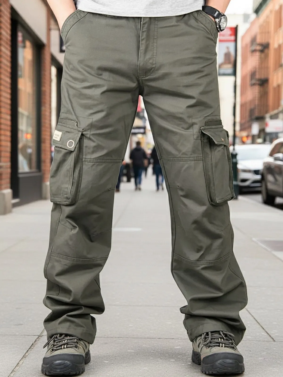 Men's Cargo Pants Wild Cotton Soft Relaxed Fit Stretch Tactical Hiking Running Pants, 1 of 4