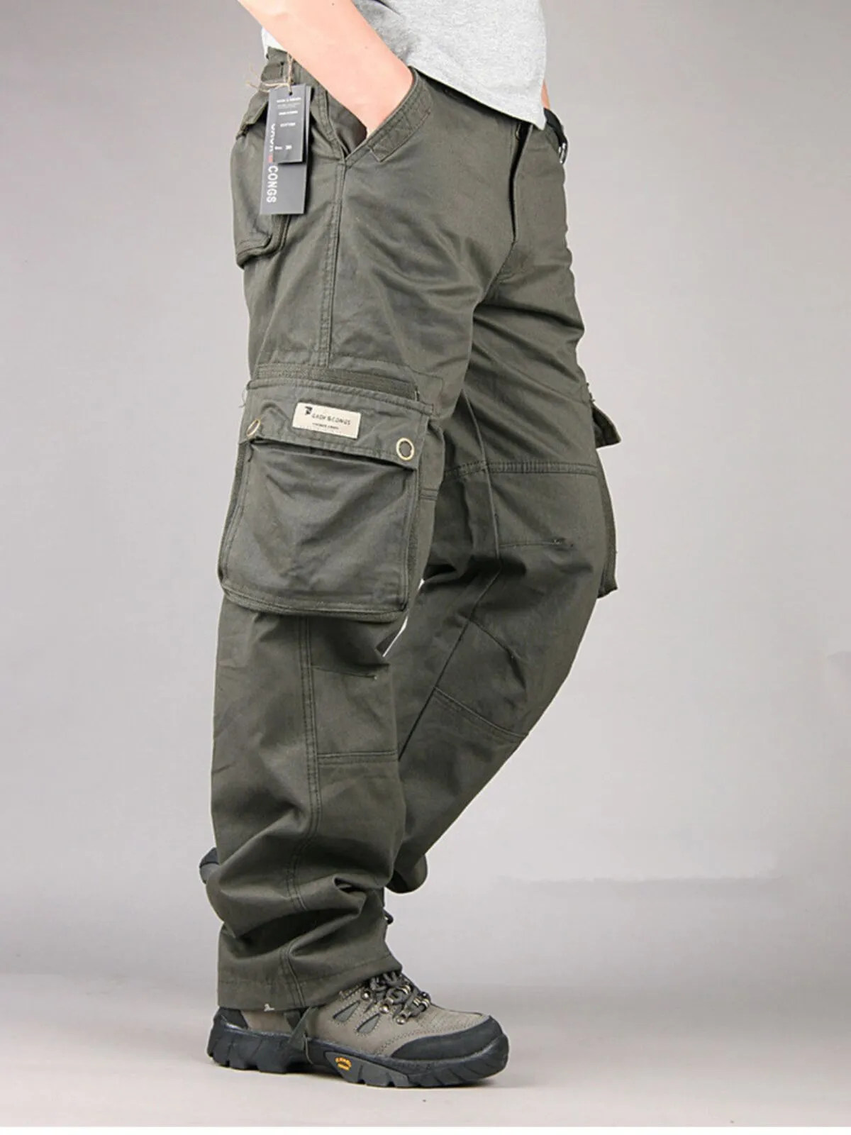 Men's Cargo Pants Wild Cotton Soft Relaxed Fit Stretch Tactical Hiking Running Pants, 3 of 4