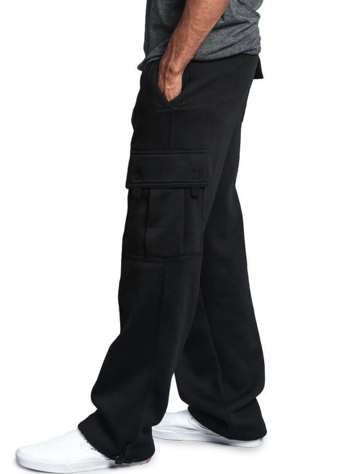 Men's Cargo Pants Loose Joggers Solid Color Soft Track Casual Trousers Fashion Sports Pants, 4 of 4