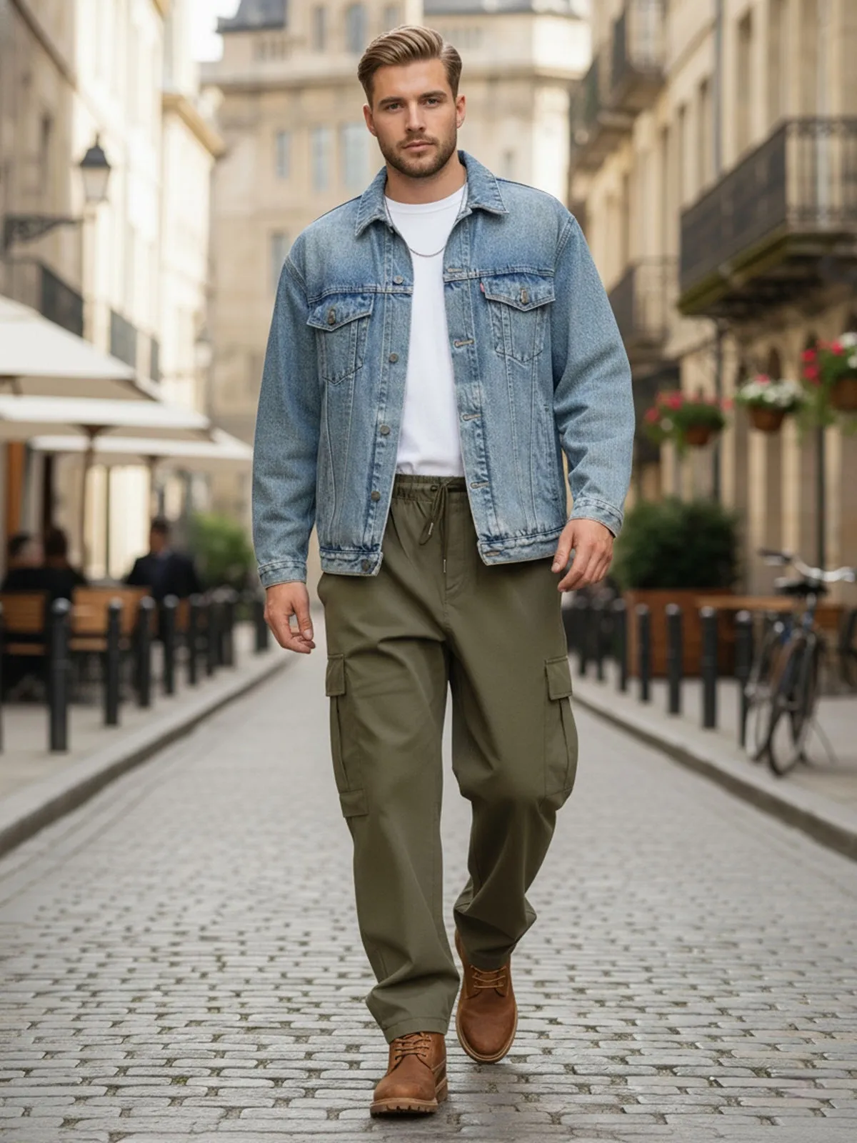 Men's Cargo Pants Workout Joggers Stretch Sweatpants Hiking Drawstring Tactical Pants with Pockets, 1 of 5