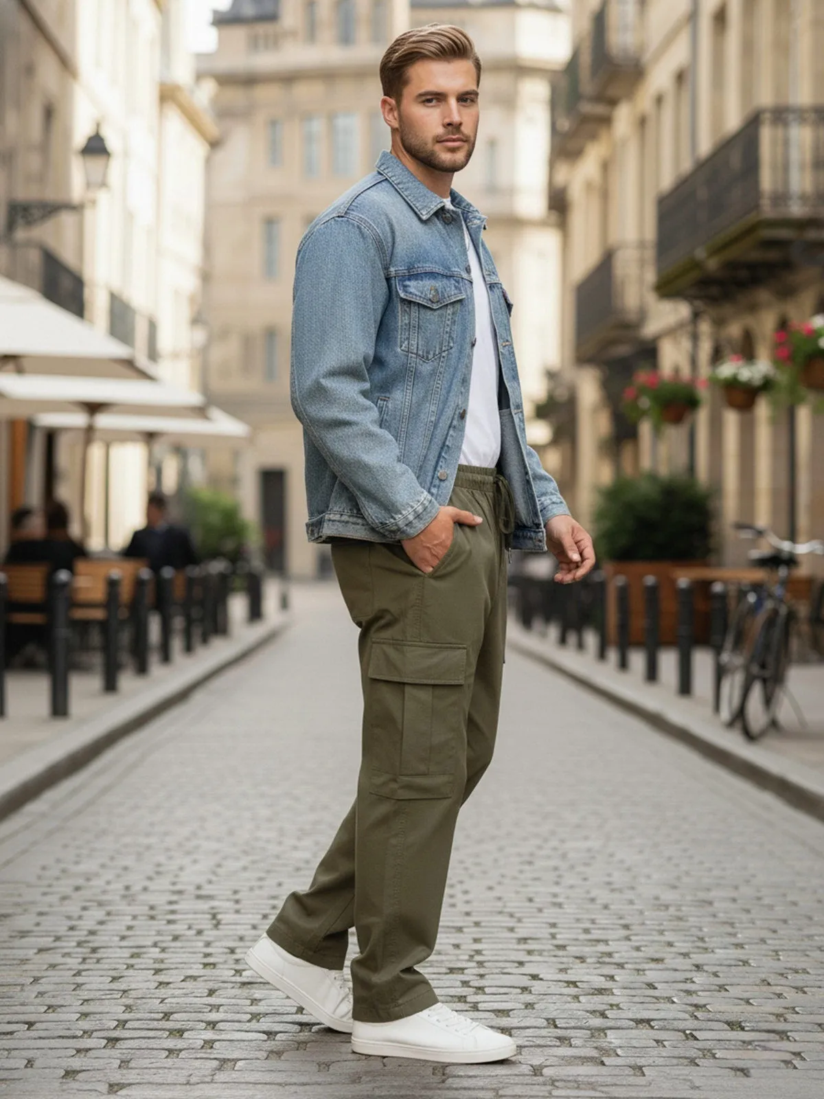 Men's Cargo Pants Workout Joggers Stretch Sweatpants Hiking Drawstring Tactical Pants with Pockets, 2 of 5