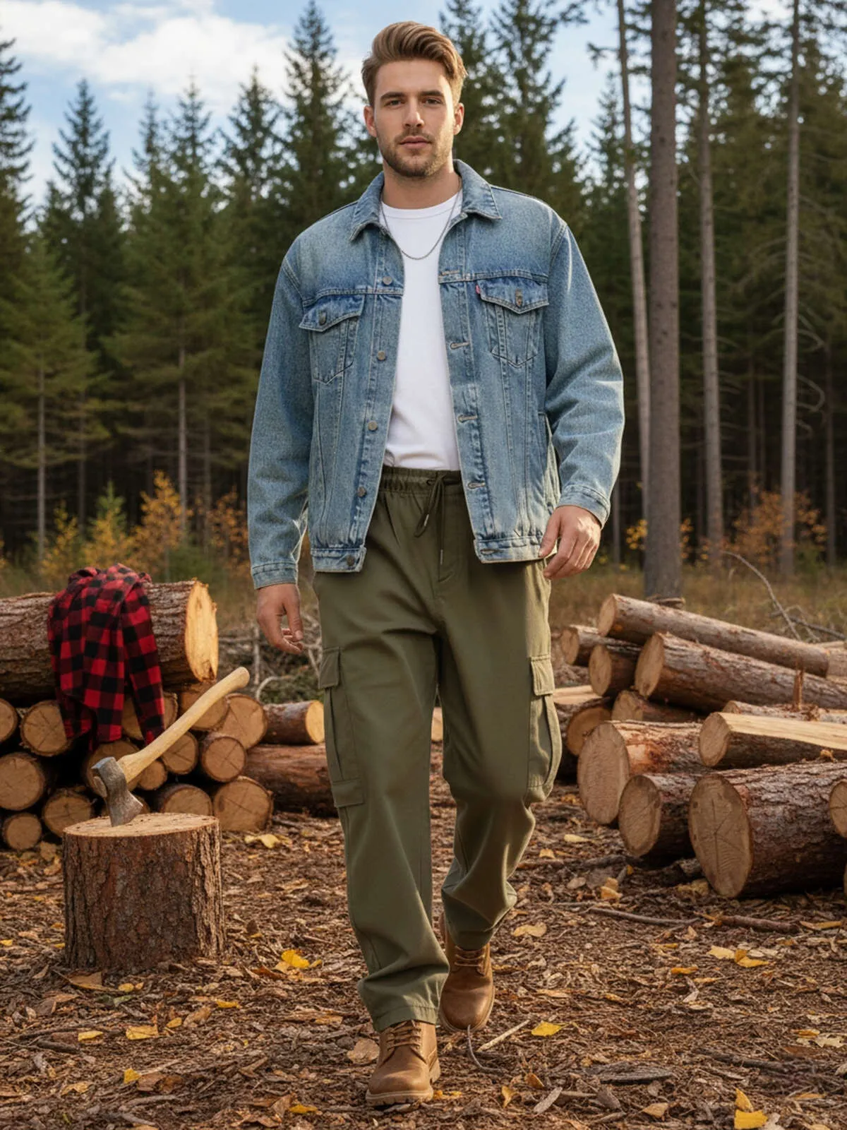 Men's Cargo Pants Workout Joggers Stretch Sweatpants Hiking Drawstring Tactical Pants with Pockets, 5 of 5