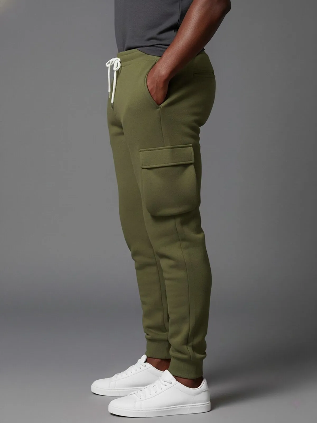 Men's Cargo Pants Solid Color Jogger Everyday Wear Comfortable Flat Front Design with Side Pockets for Daily Use, 6 of 7