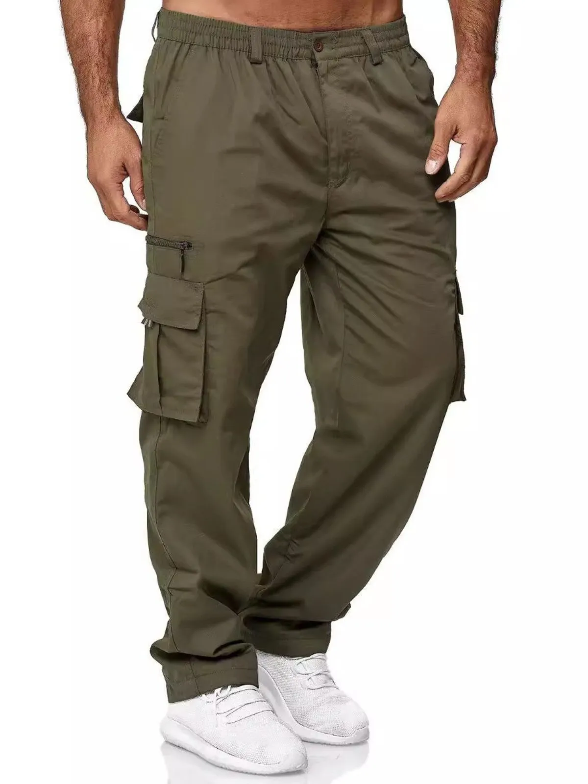 Men's Cargo Pants Casual Plain Work Jogger Sports Outdoor Trousers, 1 of 3