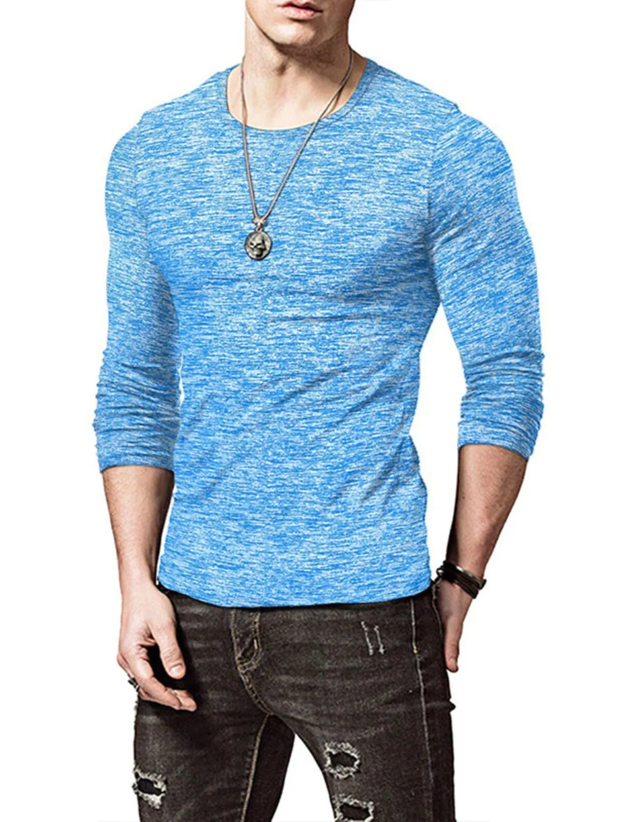 Men's Shirt Cool Dry Athletic Long Sleeve Baselayer Workout Tops, 1 of 2