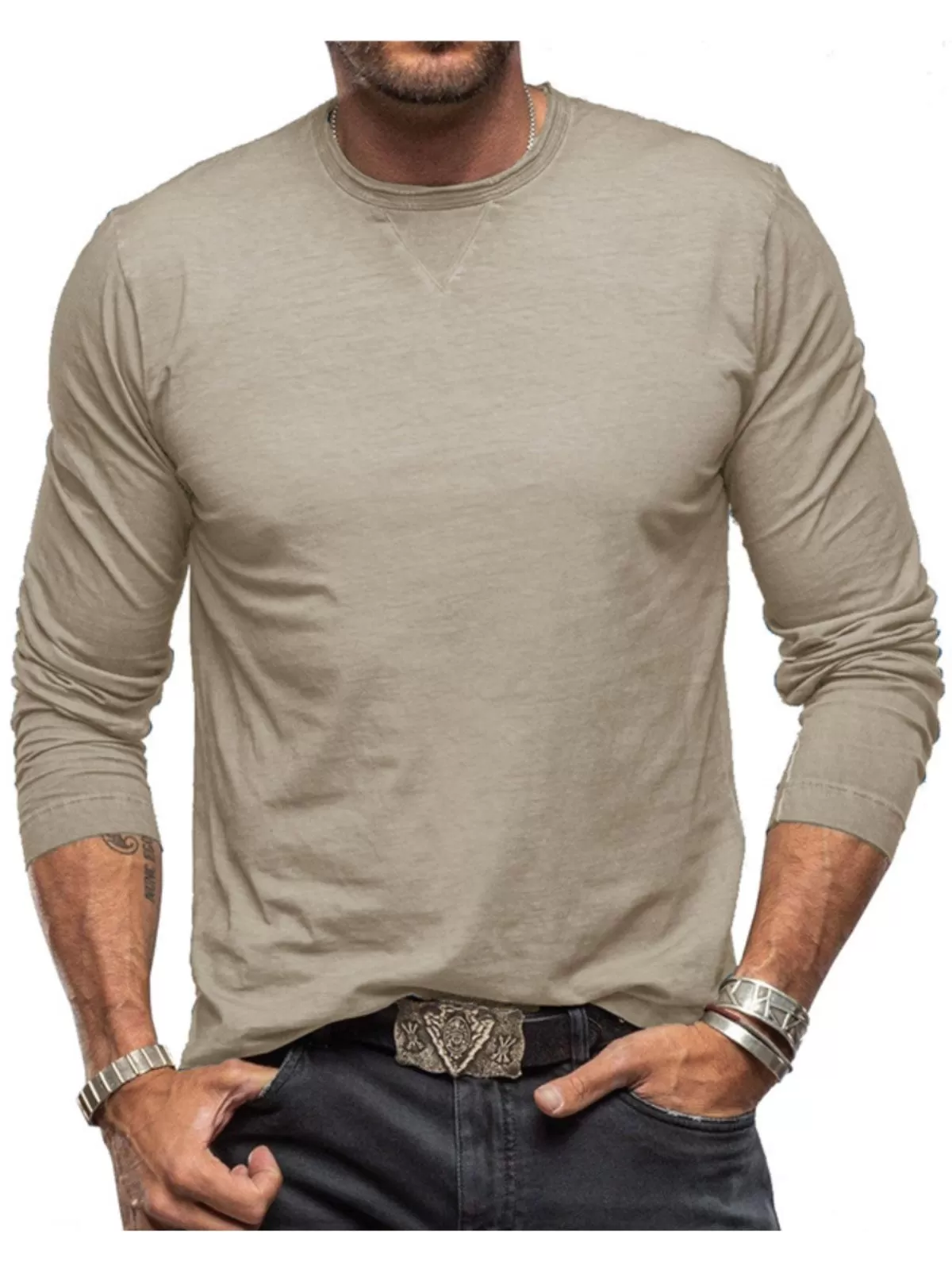 Men's Henley Shirt Crew Neck Casual Lightweight Fashion Solid Color Loose Regular Fit Shirts, 1 of 3