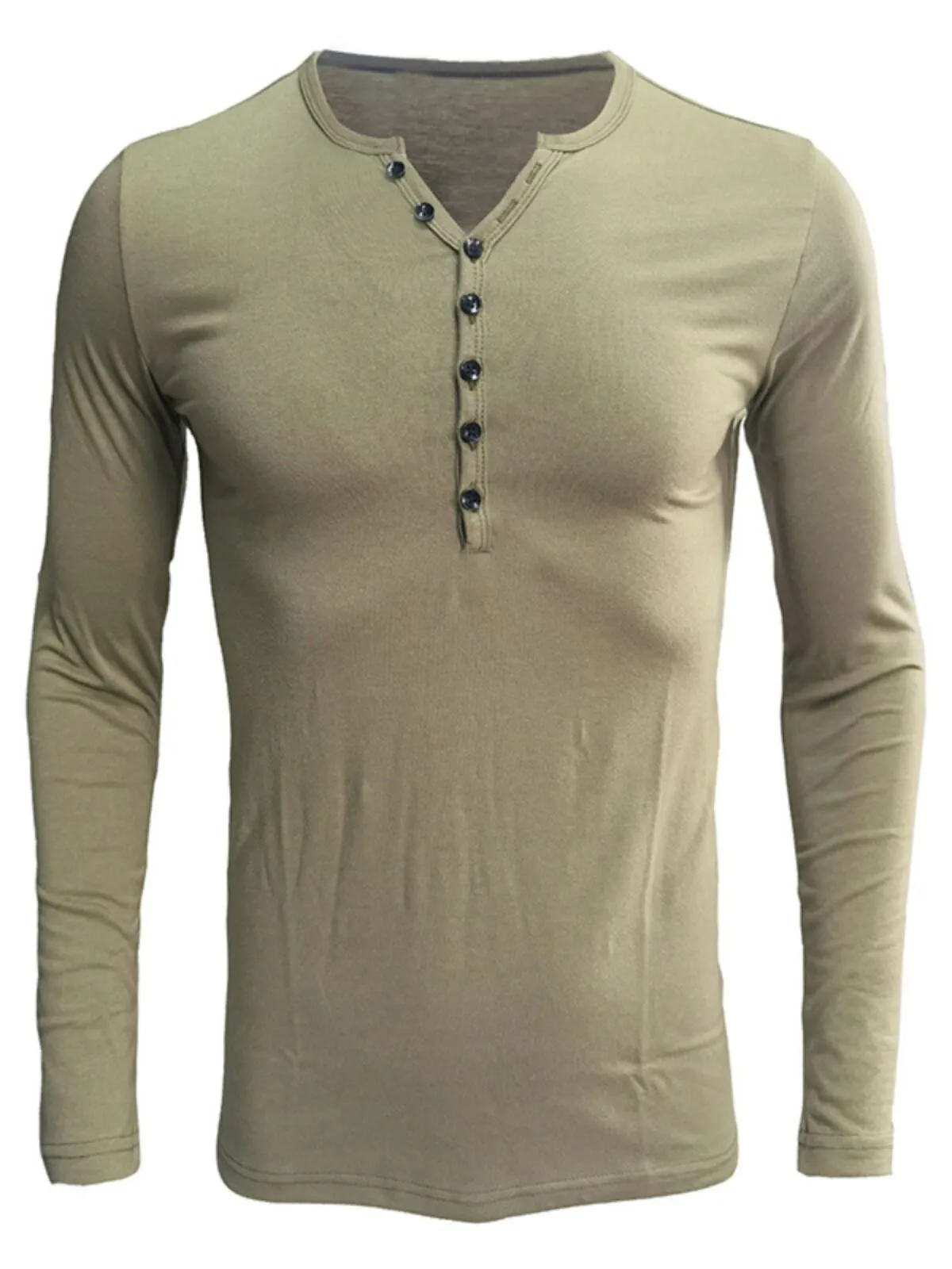 Men's Henley Shirt Fashion V Neck Solid Color Cotton Comfort Soft Regular Fit Baselayers With Buttons, 1 of 1