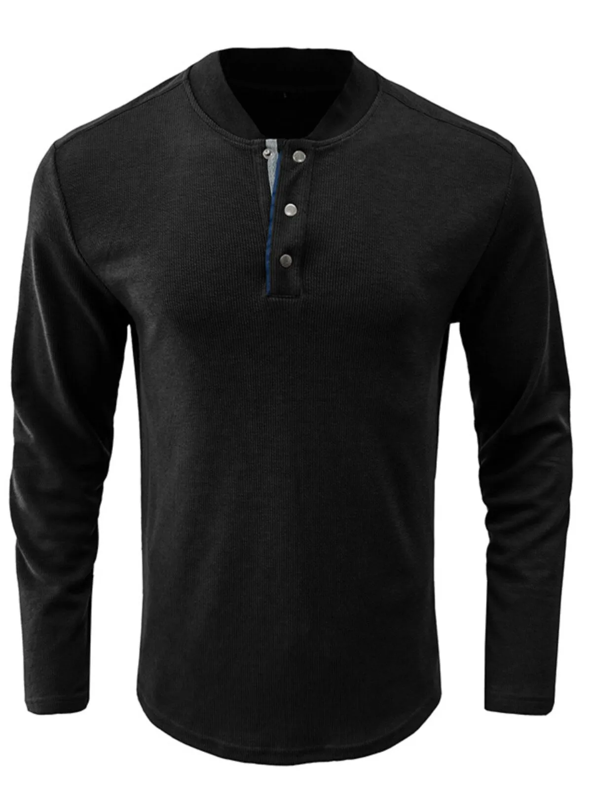 Men's Henley Shirt Cotton Long Sleeve Regular-Fit Solid Color Basic Tops, 1 of 3