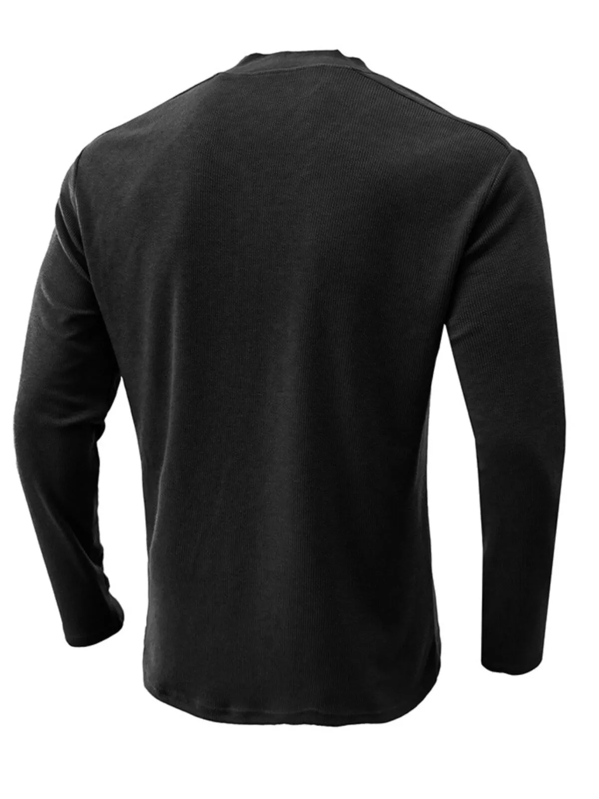 Men's Henley Shirt Cotton Long Sleeve Regular-Fit Solid Color Basic Tops, 2 of 3