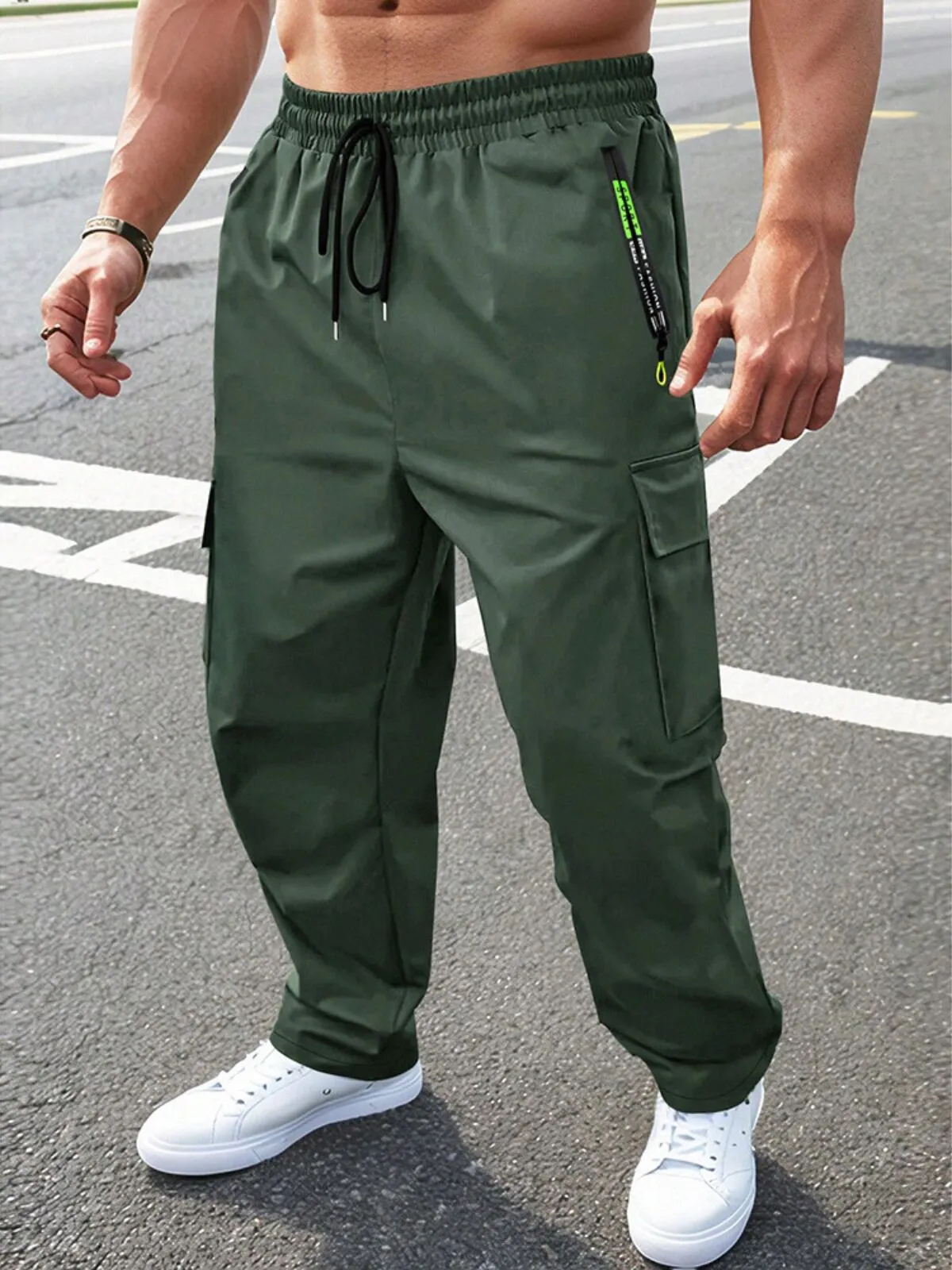 Men's Cargo Pants Straight-Leg Cargo Pants with Large Pockets Breathable Casual Jogging Trousers for Outdoor Activities, 1 of 7