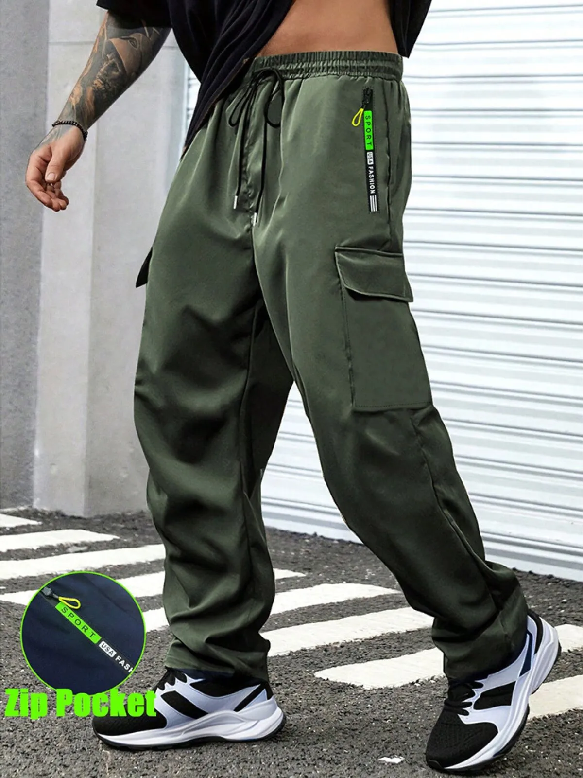 Men's Cargo Pants Straight-Leg Cargo Pants with Large Pockets Breathable Casual Jogging Trousers for Outdoor Activities, 5 of 7