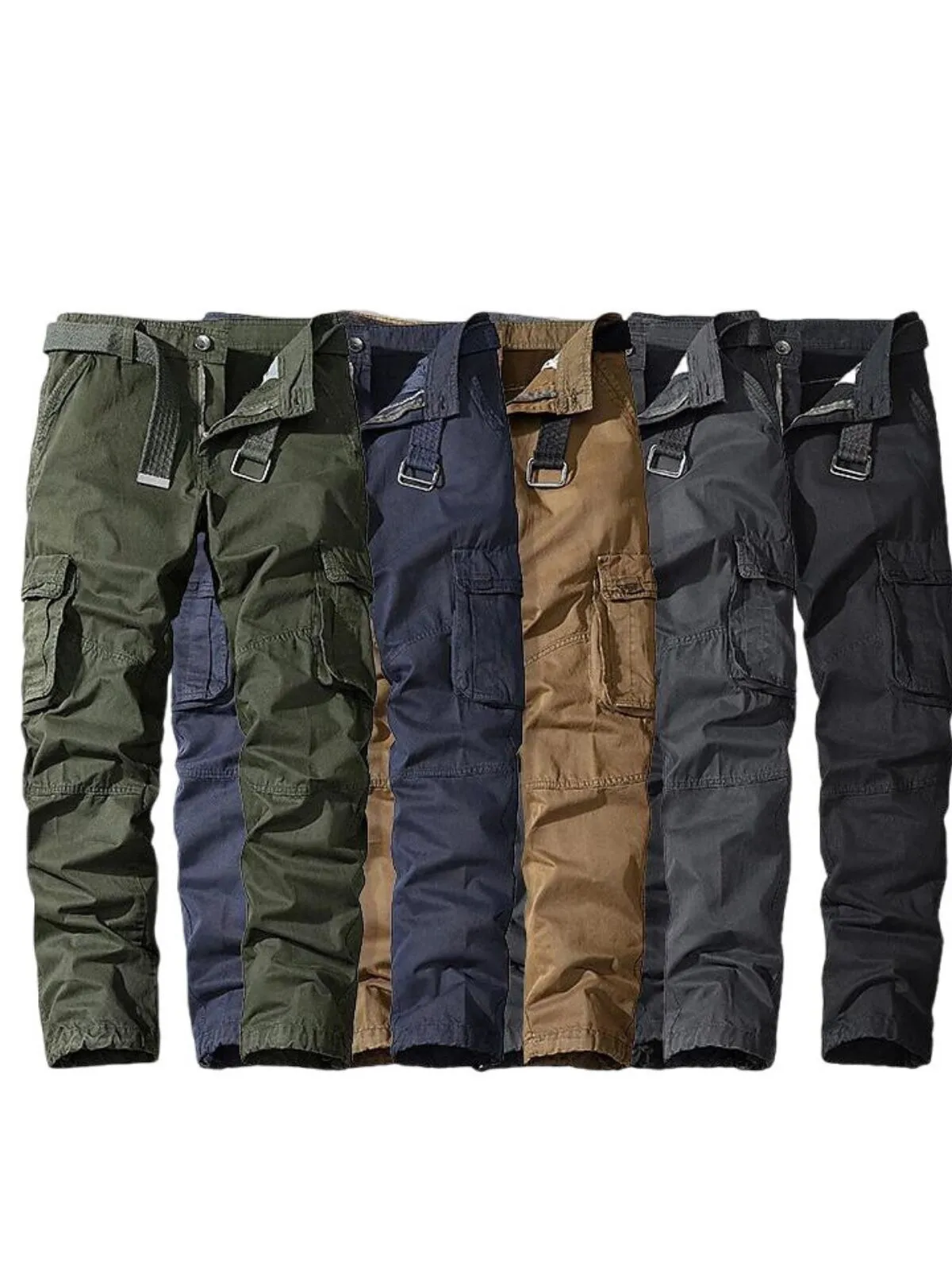 Men's Cargo Pants Casual Fit Overalls Multi-Pocket Outdoor Straight Leg Tactical Military Combat Work Pants, 3 of 3