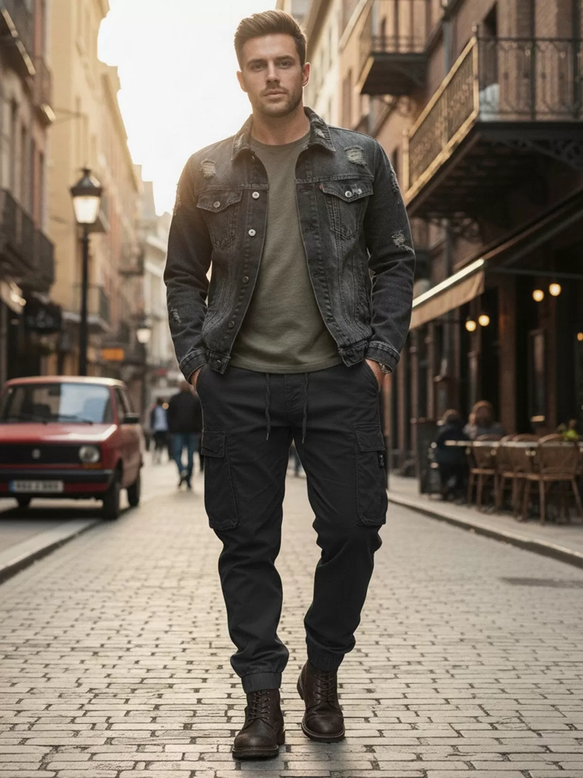 Men's Cargo Pants with Multi-Pocket Outdoor Sports Elastic Waist Drawstring Joggers Tapered Sweatpants, 1 of 4