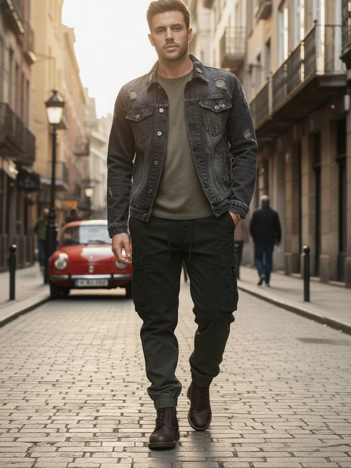 Men's Cargo Pants with Multi-Pocket Outdoor Sports Elastic Waist Drawstring Joggers Tapered Sweatpants, 3 of 4