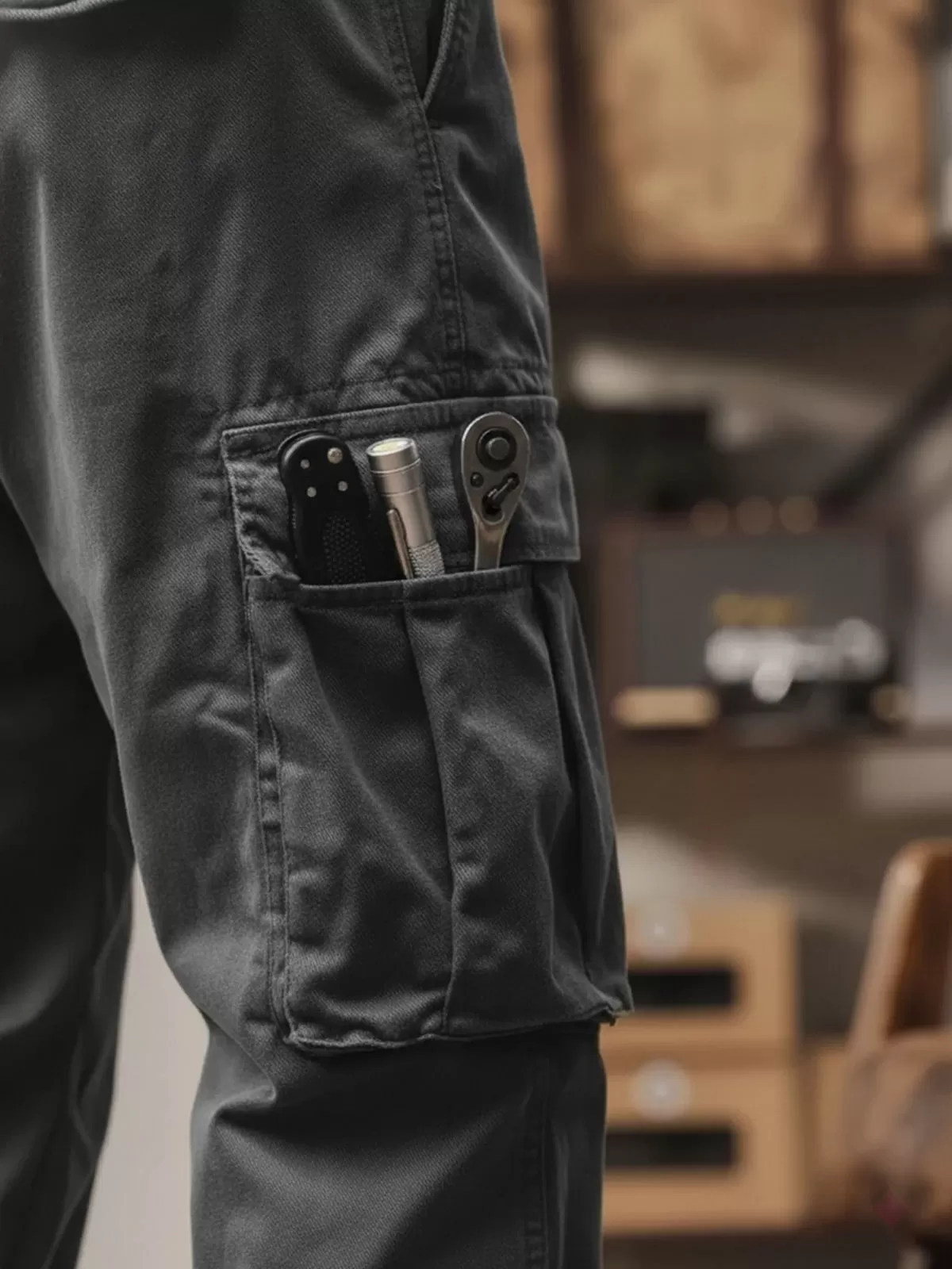 Men's Cargo Pants with Multi-Pocket Outdoor Sports Elastic Waist Drawstring Joggers Tapered Sweatpants, 4 of 4