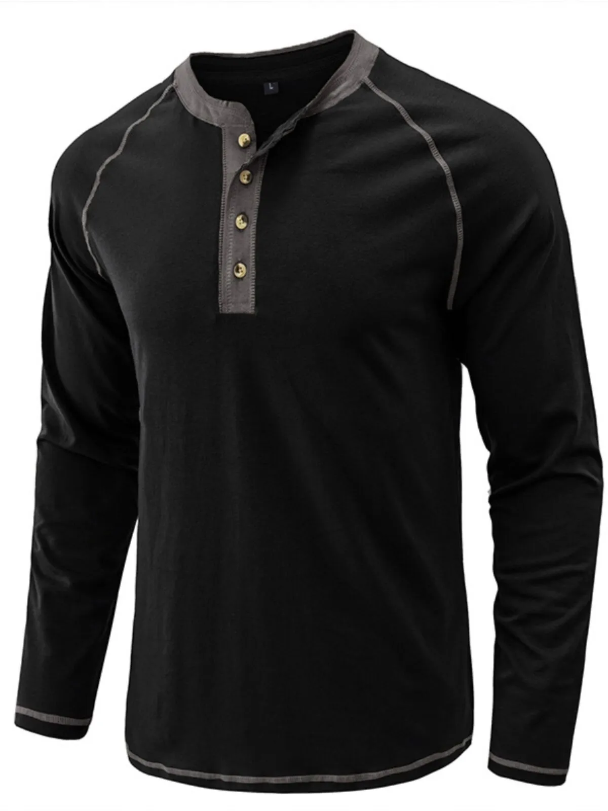 Men's Henley Shirt Button Spring & Fall Patchwork Fashion Designer Basic Patchwork Vacation Street Going Out Tops, 3 of 3