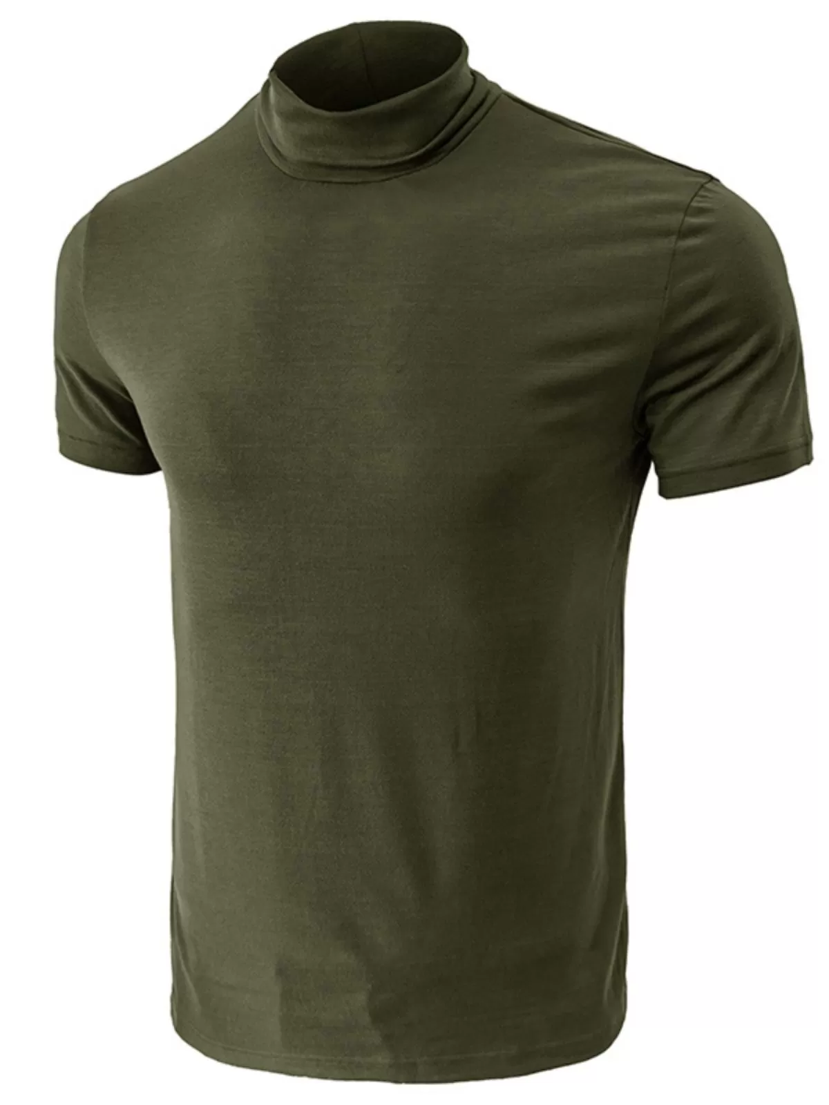 Men's Mock Neck T-Shirts Short Sleeve Slim Fit Basic Casual Comfy Solid Undershirts Pullover Stretch Cotton Tops, 3 of 5