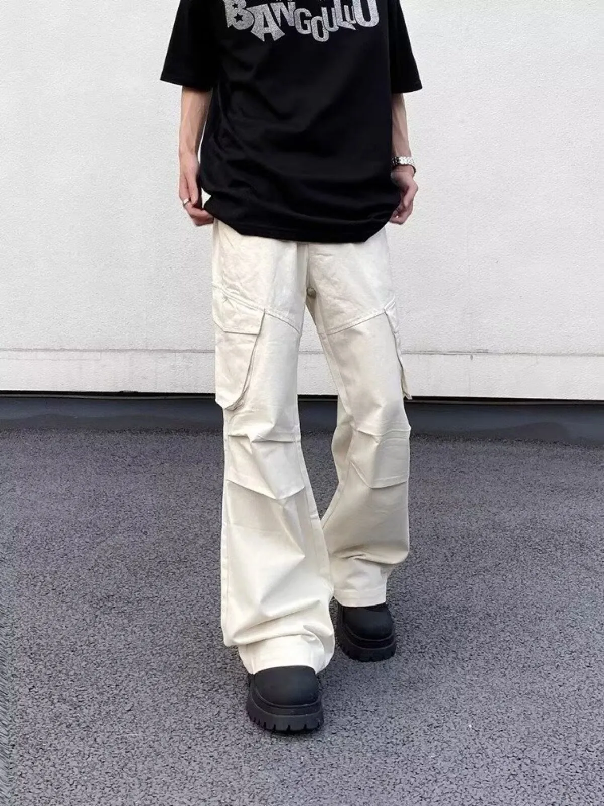 Men's Cargo Pants Unfashionable Vintage Work Casual Loose Vibe Pipe Trousers with Pockets and Ruffles, 11 of 12