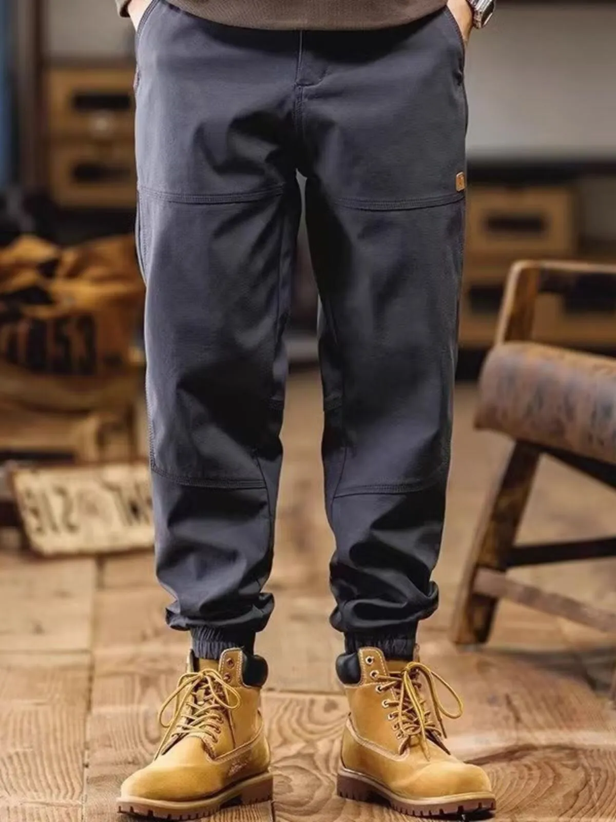 Men's Cargo Pants Tactical Casual Fit Elastic Waist Bunched Feet Jogging Trousers, 6 of 9