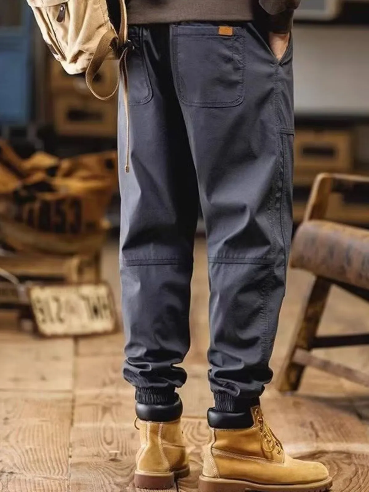 Men's Cargo Pants Tactical Casual Fit Elastic Waist Bunched Feet Jogging Trousers, 7 of 9