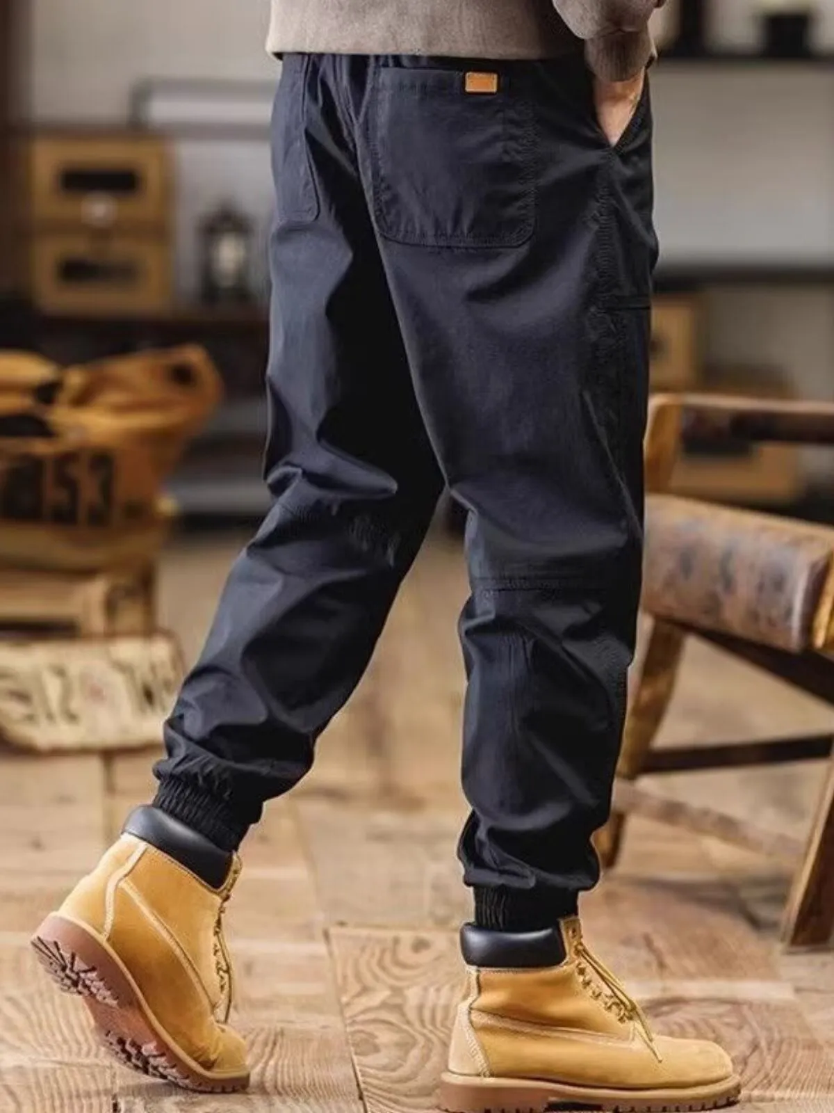 Men's Cargo Pants Tactical Casual Fit Elastic Waist Bunched Feet Jogging Trousers, 9 of 9