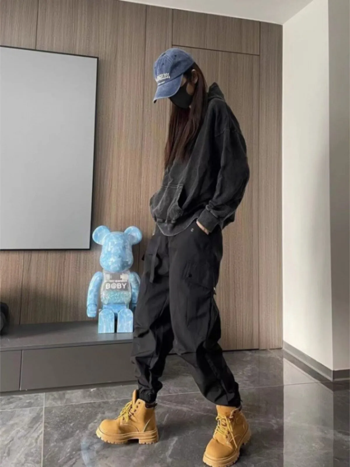 Men's Cargo Pants Vintage Baggy High Quality Streetwear Multi-Pocket Bunched Feet Trousers, 3 of 4