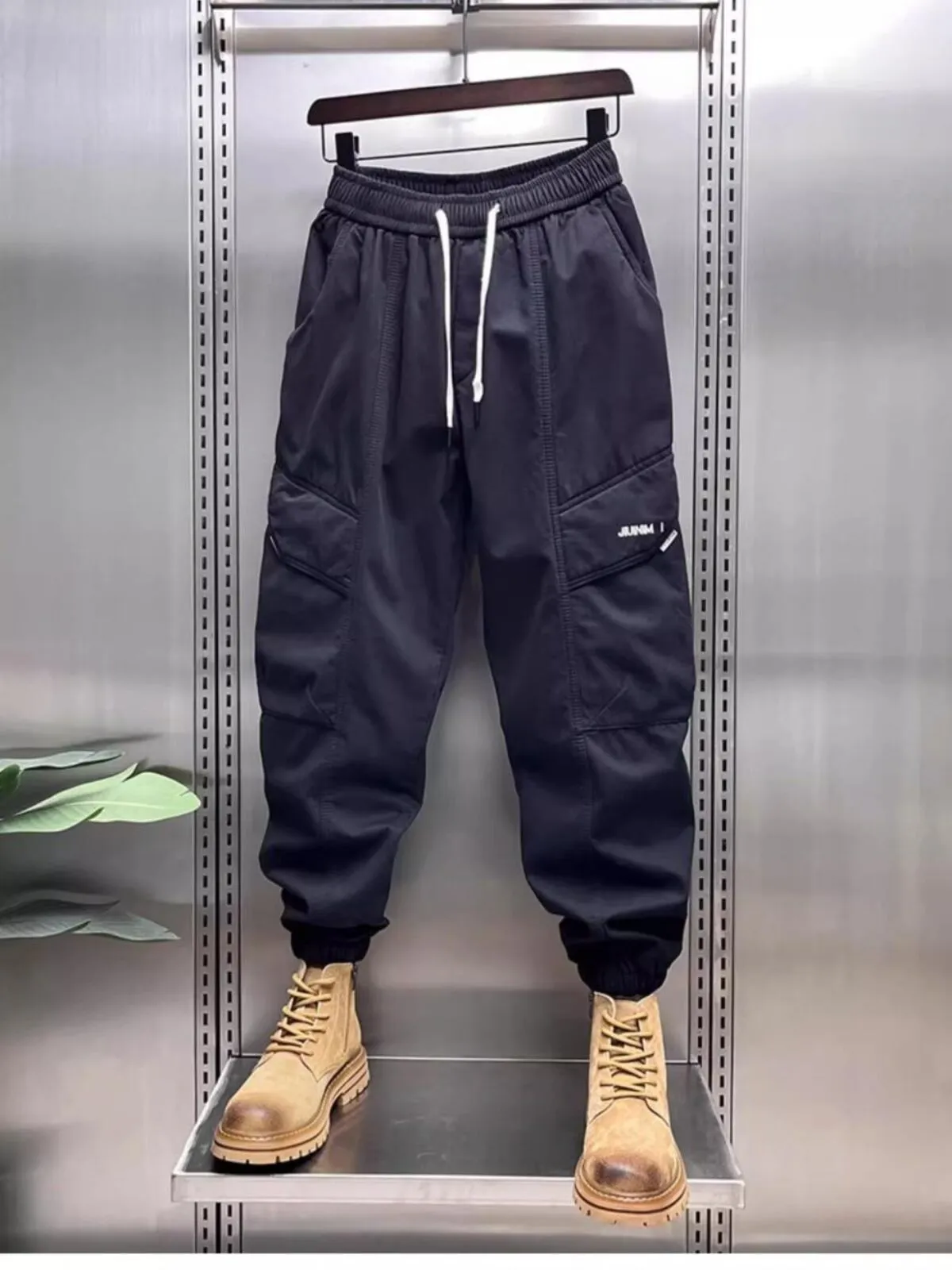 Men's Cargo Pants New Autumn and Winter Retro Loose Bunched Feet Leisure Outdoor Sports Pants, 6 of 6