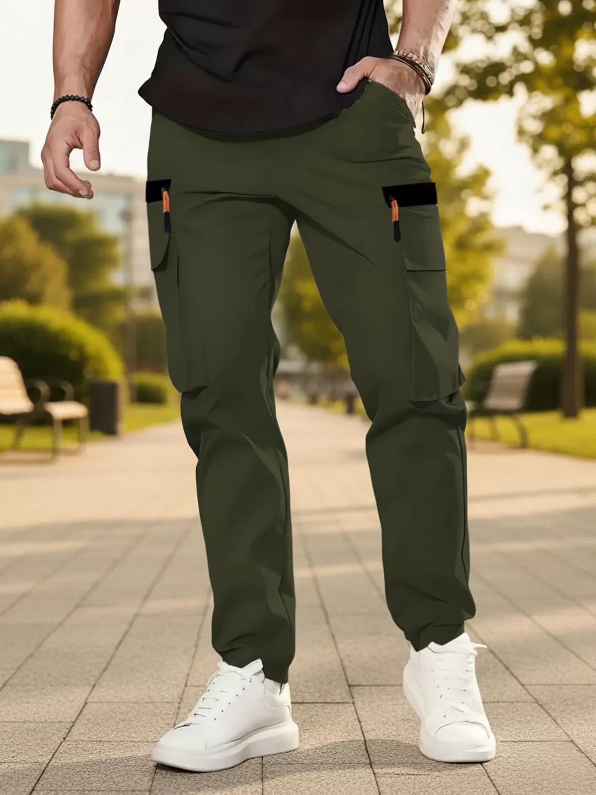 Men's Cargo Pants Casual Loose Straight Durable Wrinkle-Resistant Quick-dry Pokets Overalls, 1 of 7