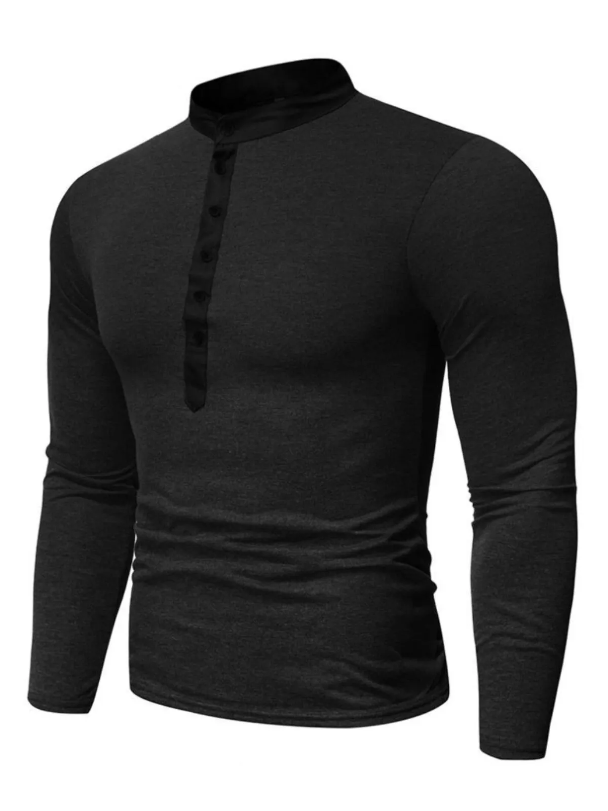 Men's Henley Shirt Casual Slim Fit Shirts Pure Color Long Sleeve Fashion Shirts, 4 of 4