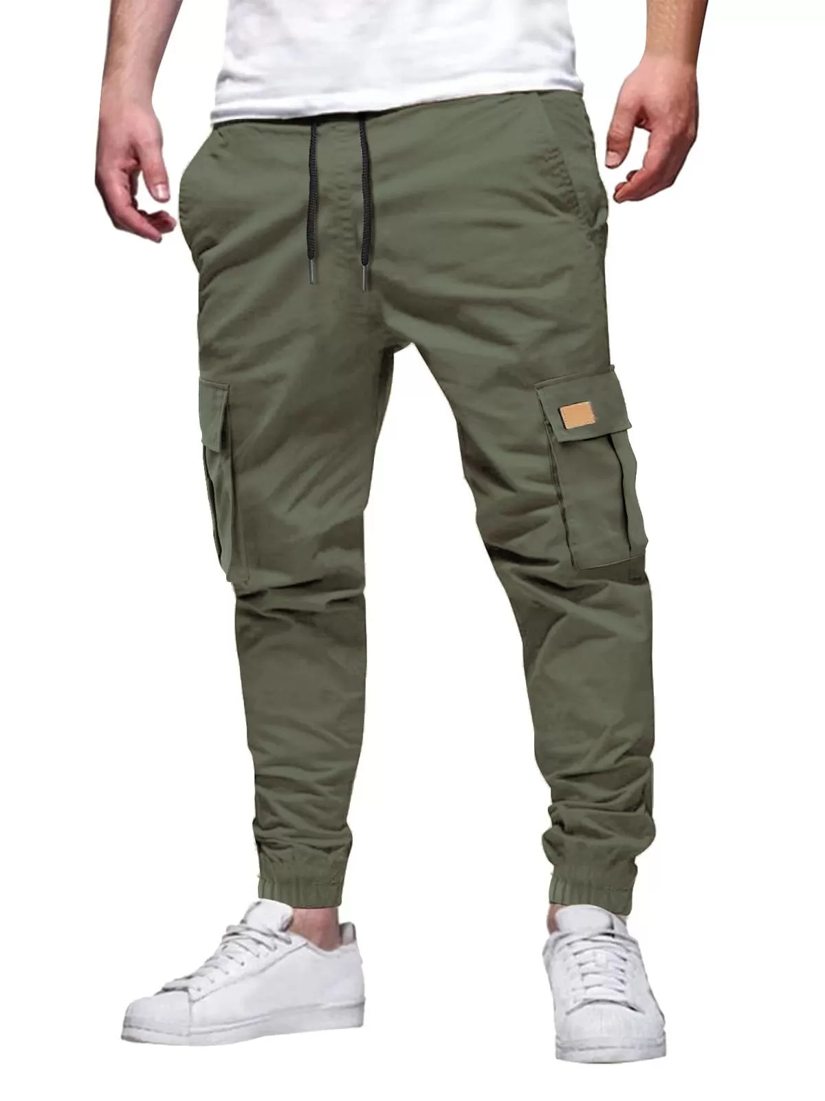 Men's Cargo Pants Jogging Fashion Casual Length Full Mid Waist Pocket Plain Pants Loose Plain Pants, 1 of 9