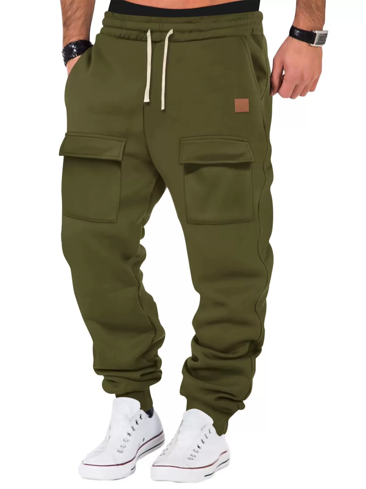 Men's Cargo Pants Athletic Joggers Pockets Drawstring Elastic Waist Plain Comfort Sports Outdoor Daily Fashion Casual Micro-elastic Pants, 1 of 2