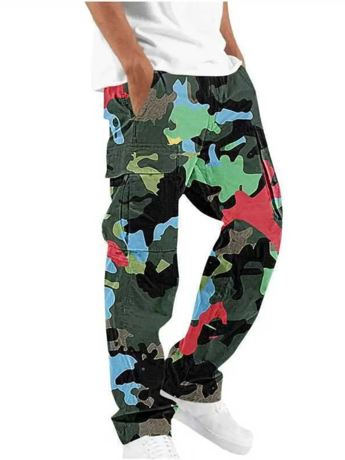 Men's Cargo Pants Camouflage Casual Straight Leg Loose Fit Outdoor Hiking Pants With Pockets Winter and Fall Lightweight Sweatpants, 1 of 5