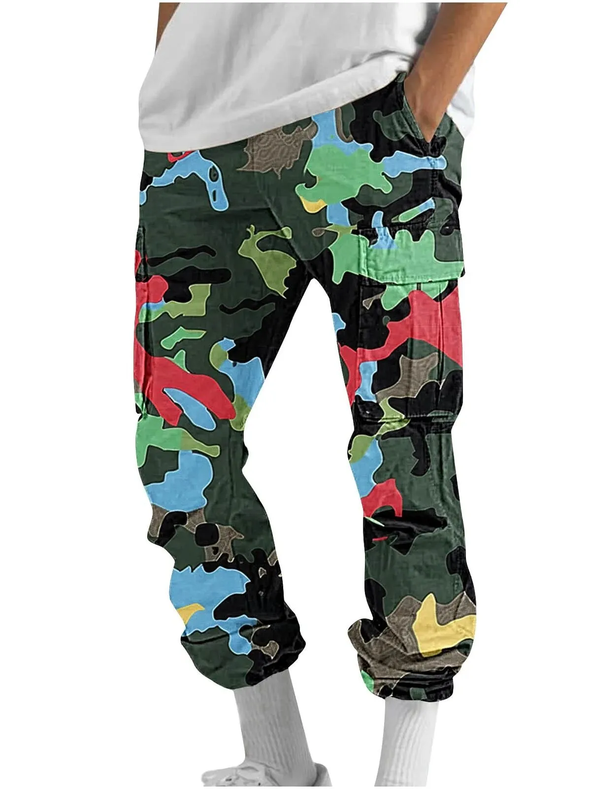 Men's Cargo Pants Camouflage Casual Straight Leg Loose Fit Outdoor Hiking Pants With Pockets Winter and Fall Lightweight Sweatpants, 2 of 5