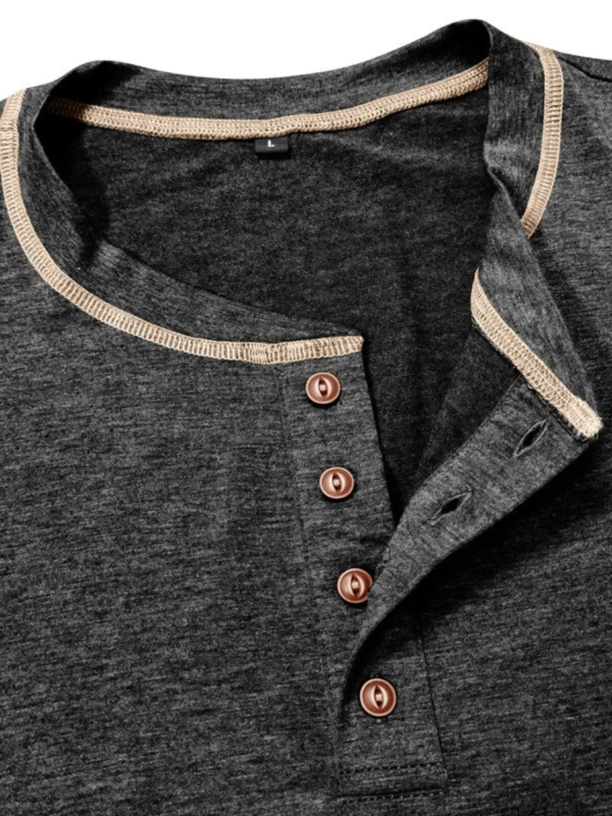 Men's Henley Shirt Hiking Long Sleeve Outdoor Breathable Polyester Tennis Golf Running Tops, 5 of 5