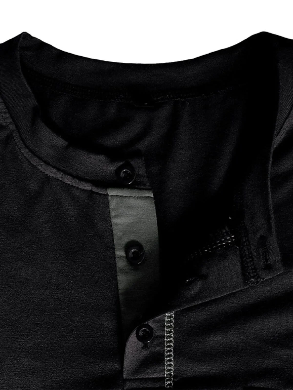 Men's Henley Shirt Long Sleeves Cotton Pullovers Color Matching Knitted Buttons Breast-pocket Stylish Daily Casual Menswear, 4 of 4