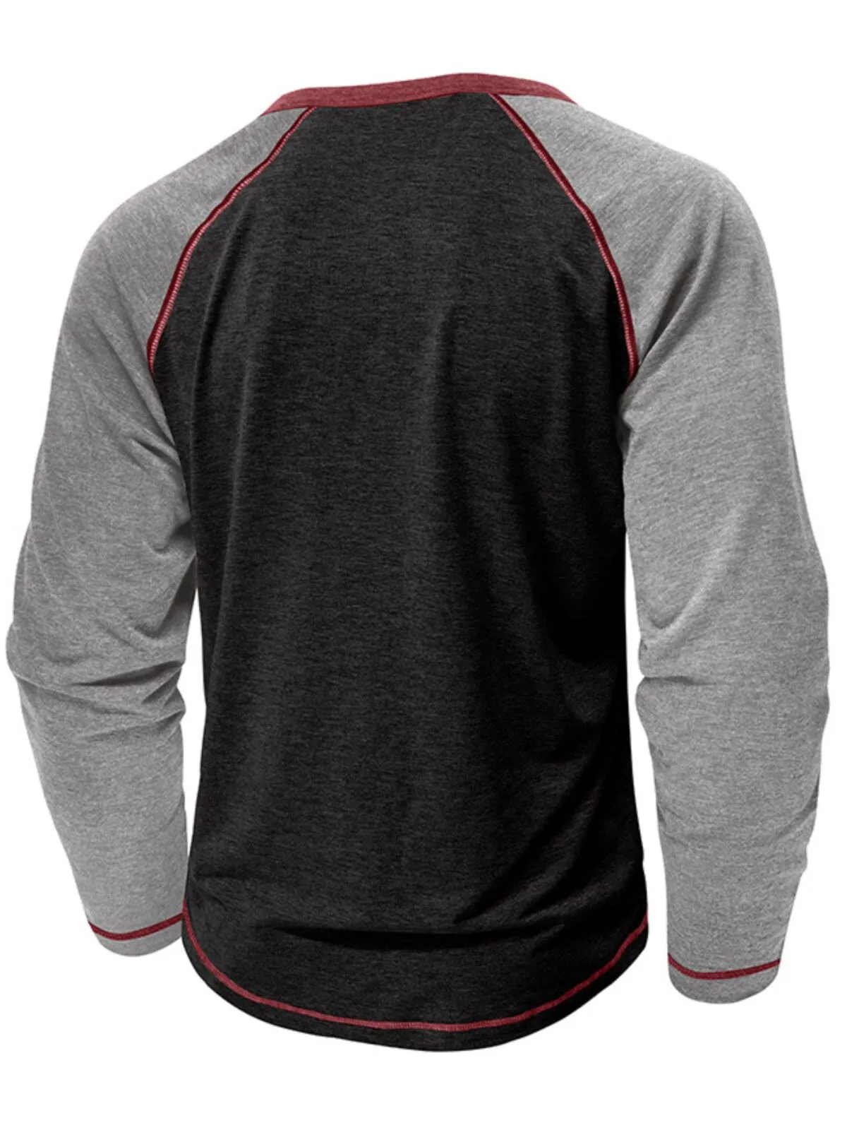 Men's Henley Shirt Fall Crewneck Color Block Slim Fit Long Sleeve Casual Cotton 3-Button Shirt, 2 of 2