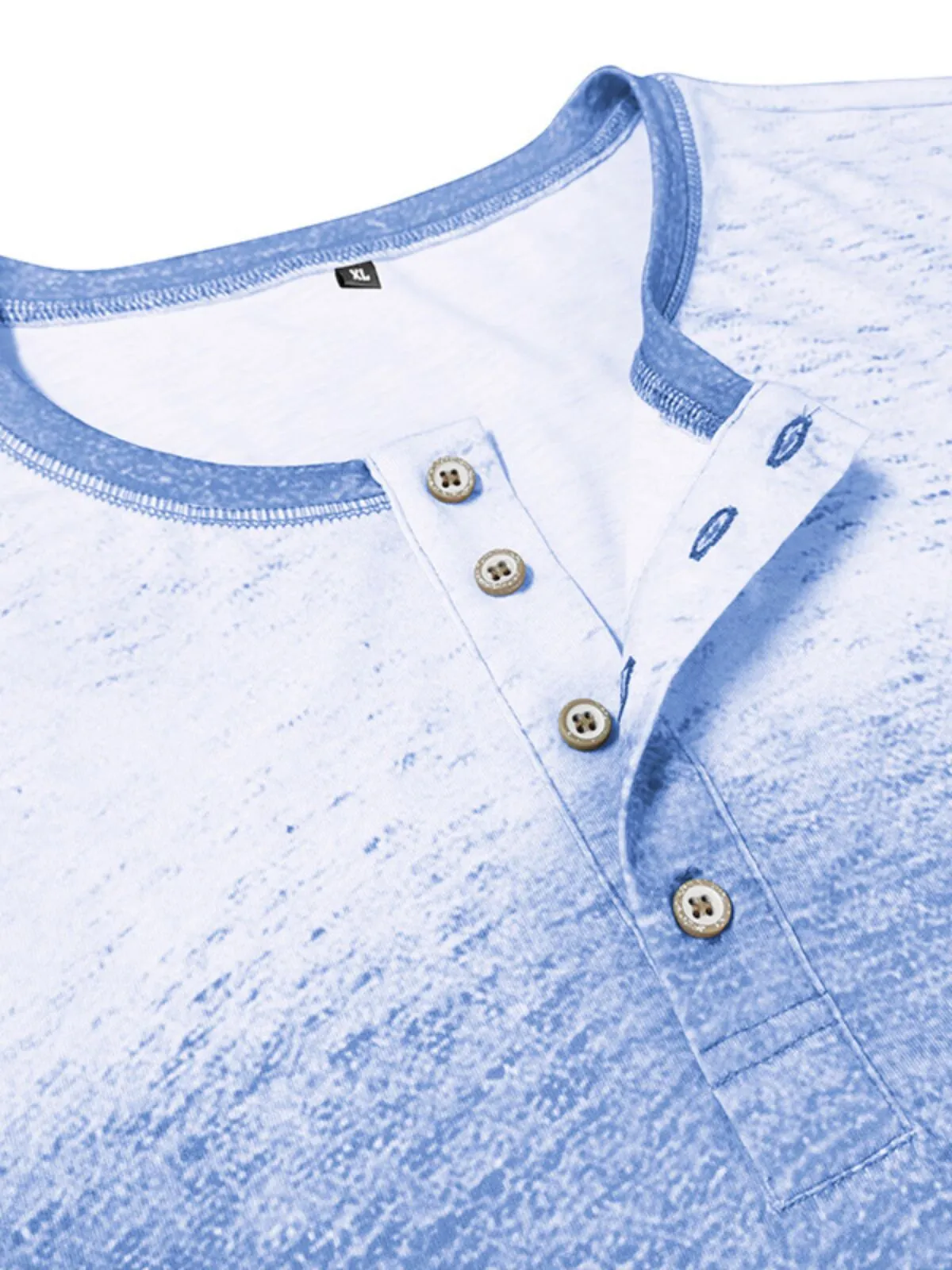 Men's Henley Shirt Autumn and Winter New Round Neck Retro Printed Three-button Casual Loose Versatile Top, 3 of 3