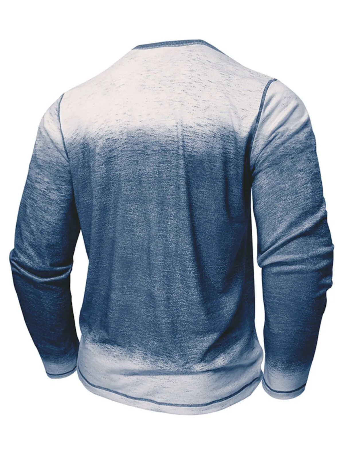 Men's Henley Shirt Autumn and Winter New Round Neck Retro Printed Three-button Casual Loose Versatile Top, 2 of 3