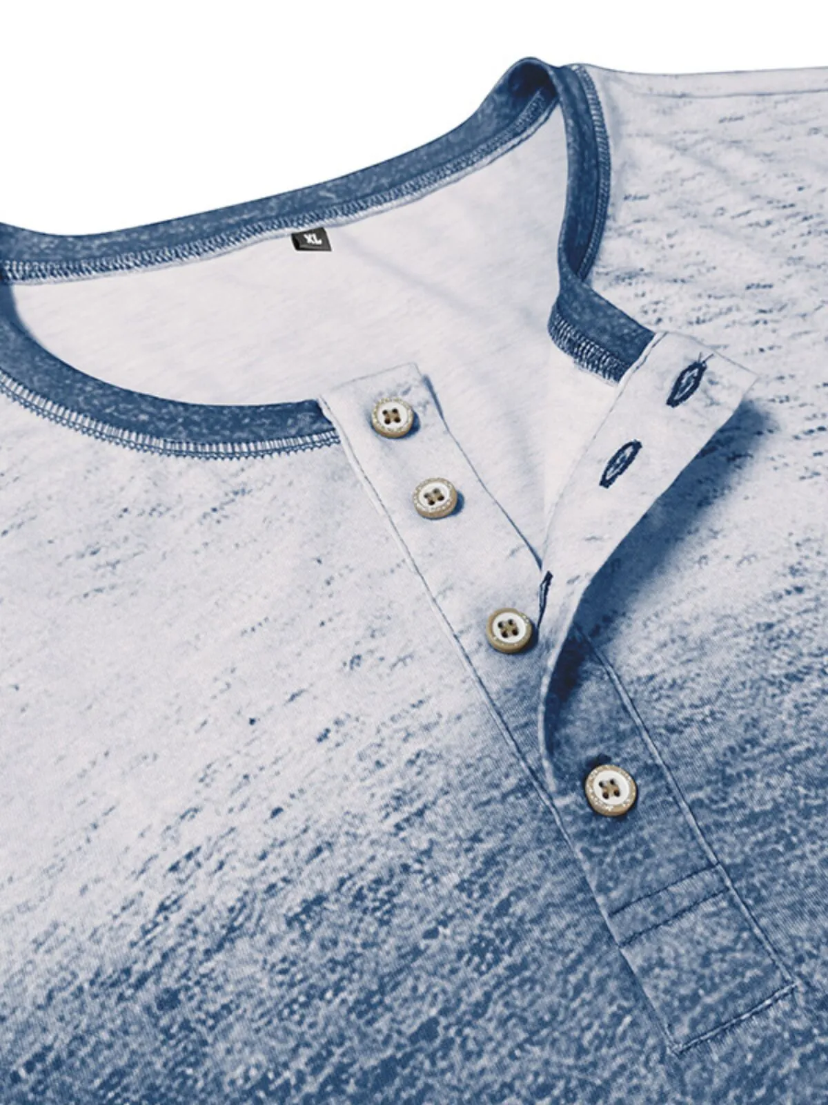 Men's Henley Shirt Autumn and Winter New Round Neck Retro Printed Three-button Casual Loose Versatile Top, 3 of 3