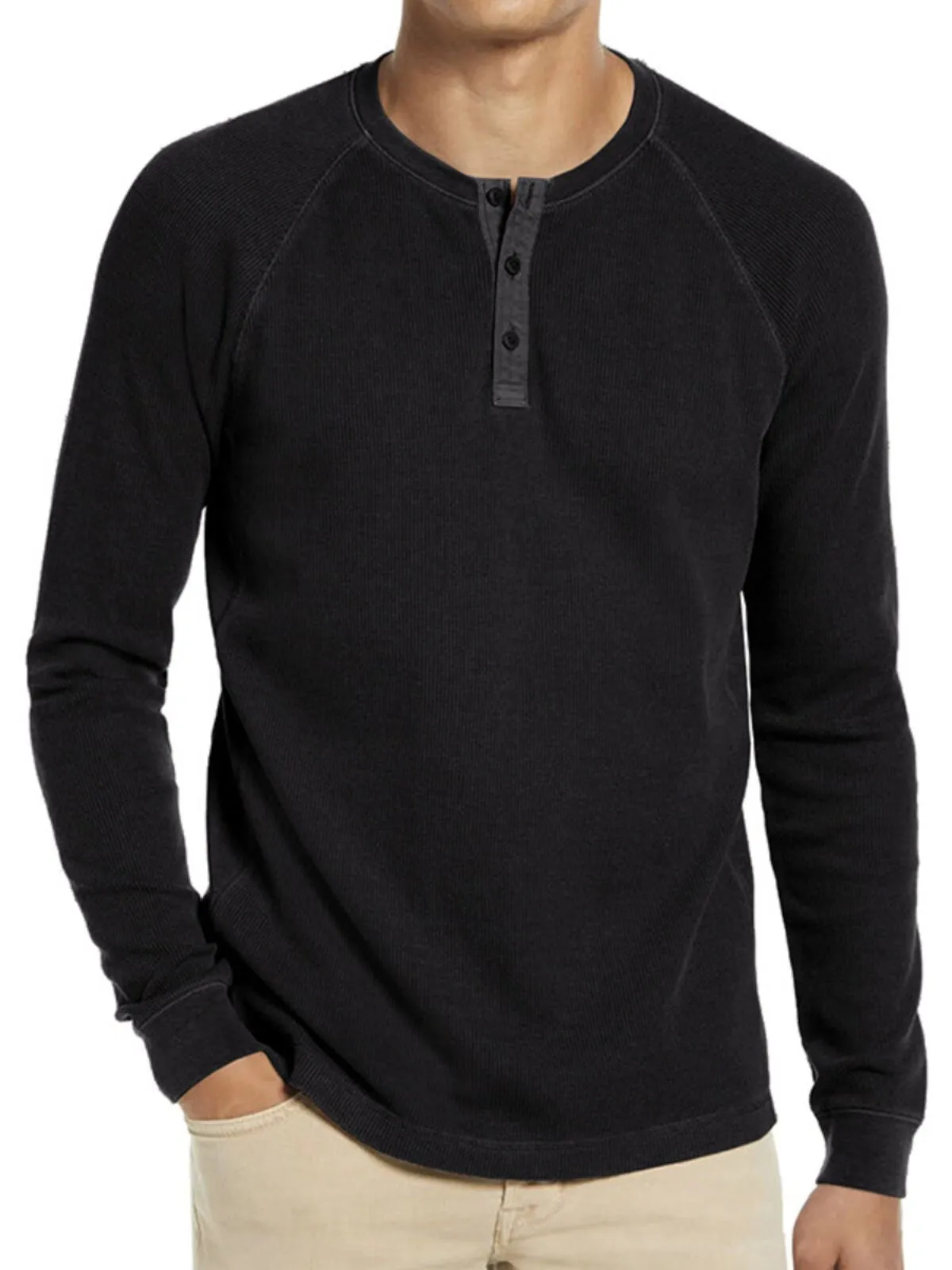 Men's Long Henley Shirt Casual Slim Fit Lightweight Shirt, 1 of 3