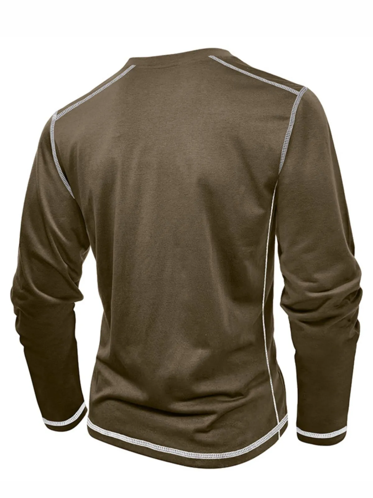 Men's Button T-shirt Henley Shirt Tee Long Sleeve Henley Spring & Fall Color Block Basic Patchwork Vacation Street Going out, 2 of 3